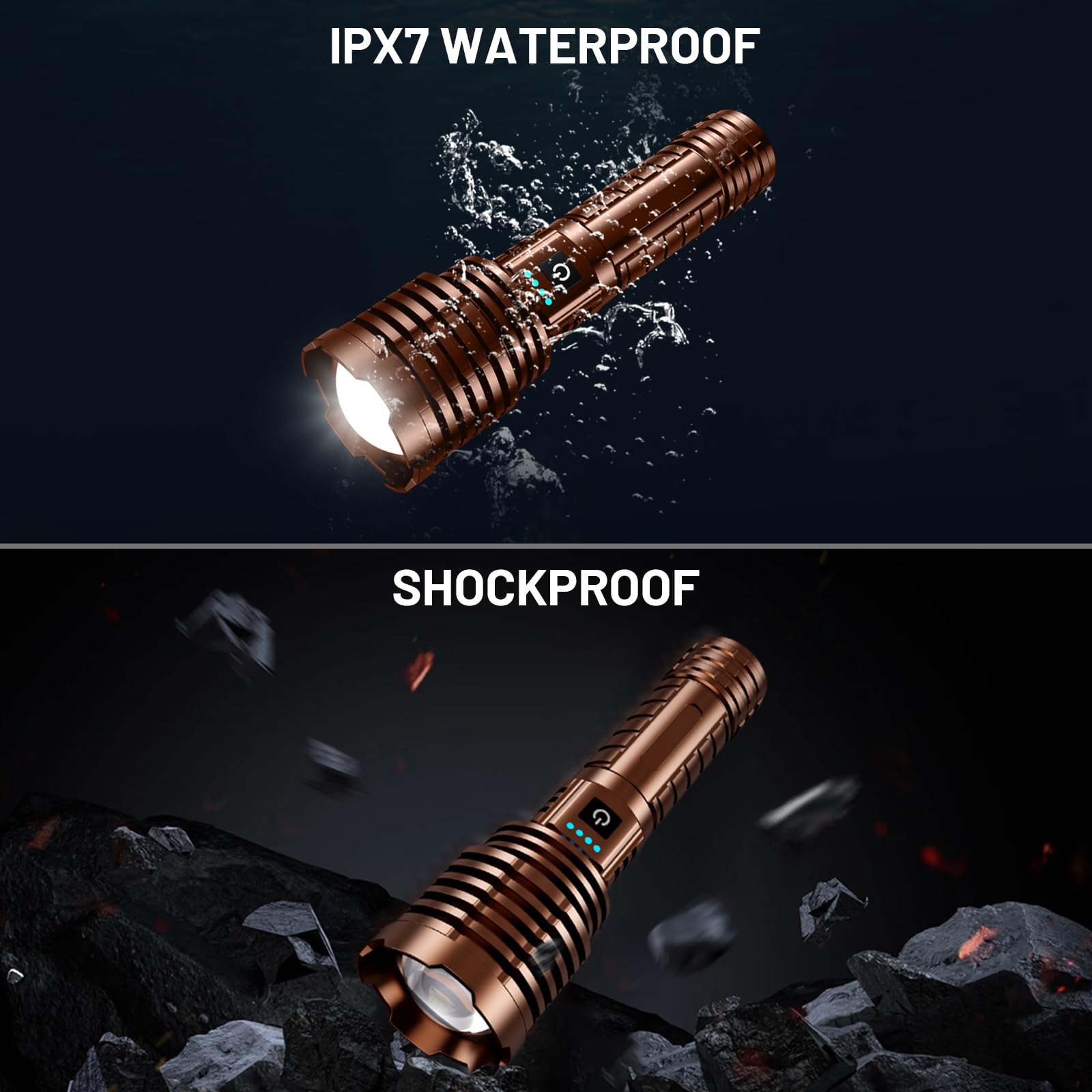 Weoxi Flashlights 2400000 High Lumens Rechargeable, Super Bright Flash Light, 5 Modes Led Flashlight Adjustable, 31H Long Runtime, Handheld Waterproof Powerful Flashlight For Home Camping Hiking