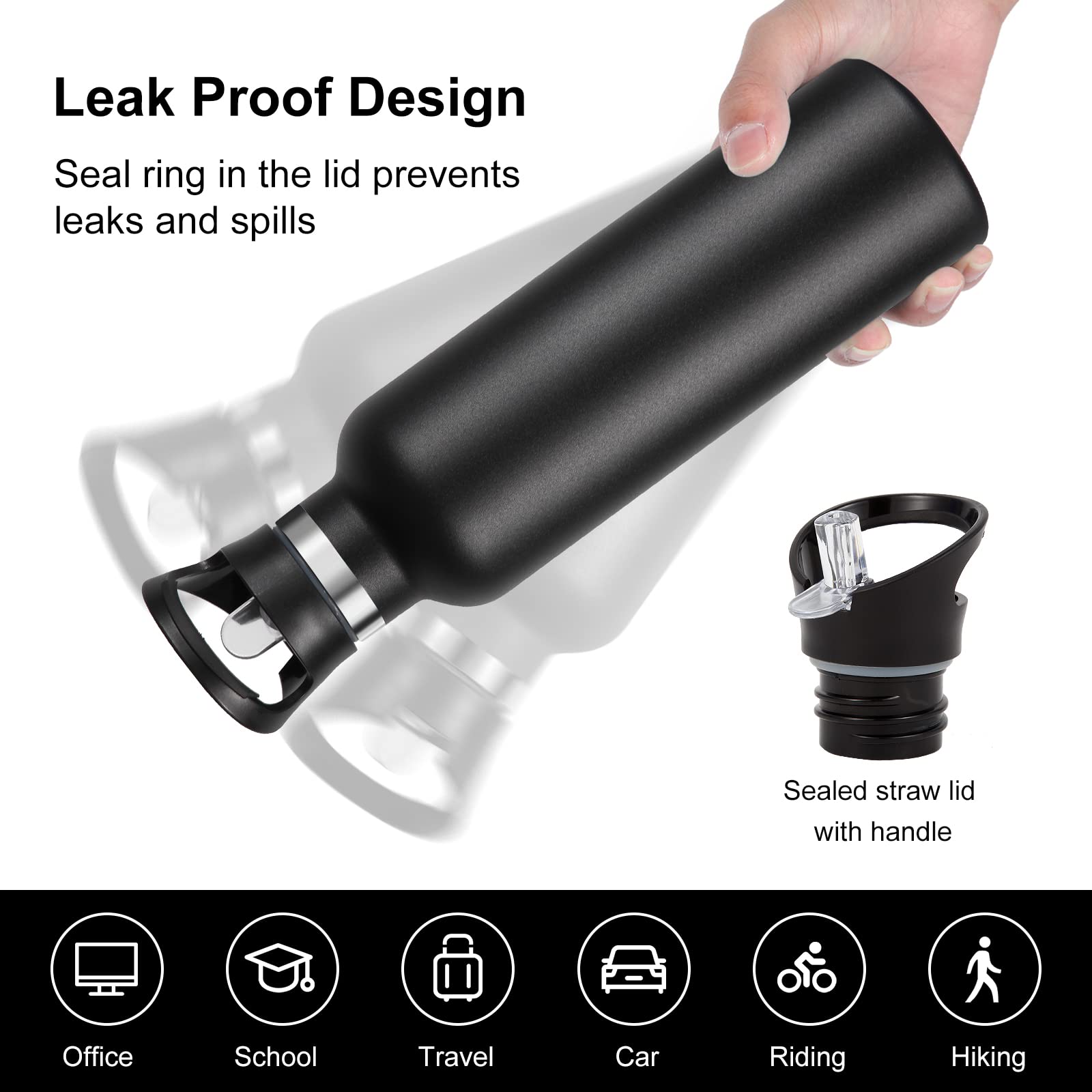 Neihepal 24Oz Insulated Water Bottles Bulk 8 Pack,Stainless Steel Double Wall Sport Bottle