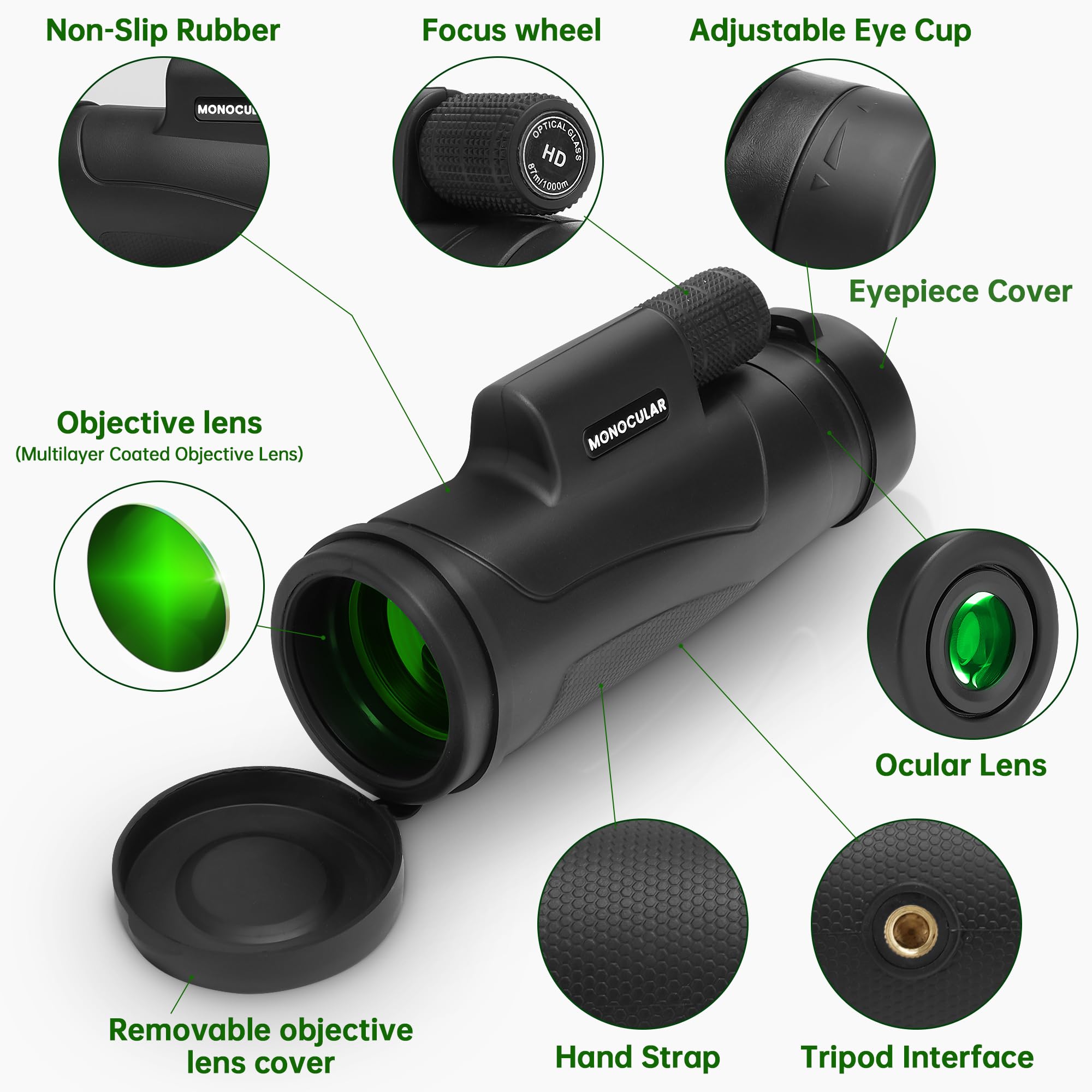 Mapleboom 80X100 Hd Monoculars Telescope For Adults High Powered With Smartphone Tripod & Bak4 Prism For Birdwatching/Hunting/Camping/Concert Travelling