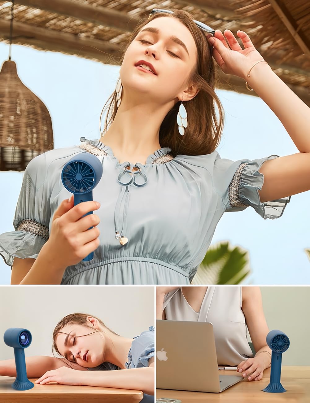 Handheld Fan With Aromatherapy, Portable Hand Held Fan With 2000Amh Usb Rechargeable Battery