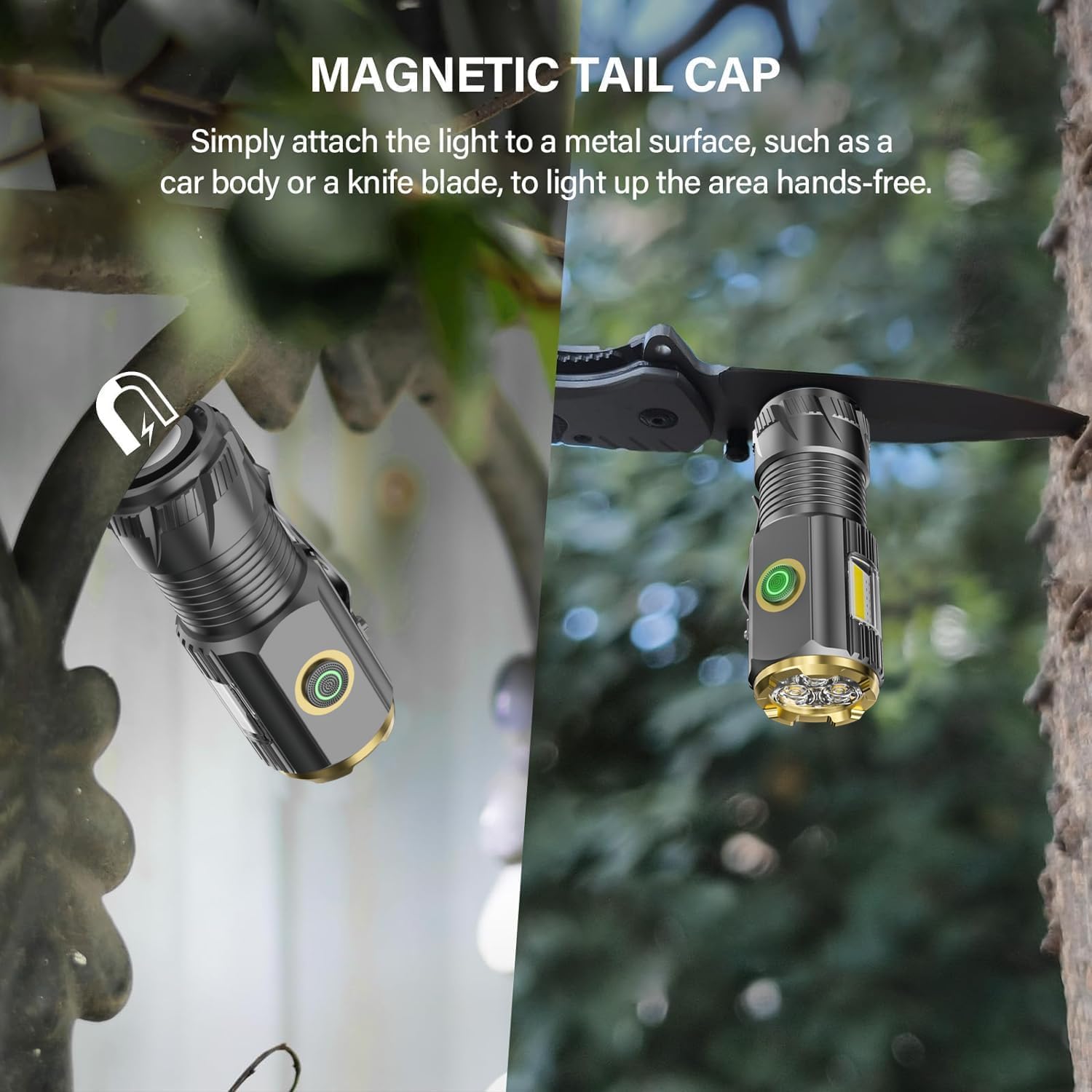 Aiersen Rechargeable Mini Led Flashlight, 9000 Lumens Ultra Bright Small Flashlight, With Clip And Magnet, Ipx6 Waterproof, 6 Modes, Suitable For Camping, Hiking, And Emergency Situations (2-Piece Set)