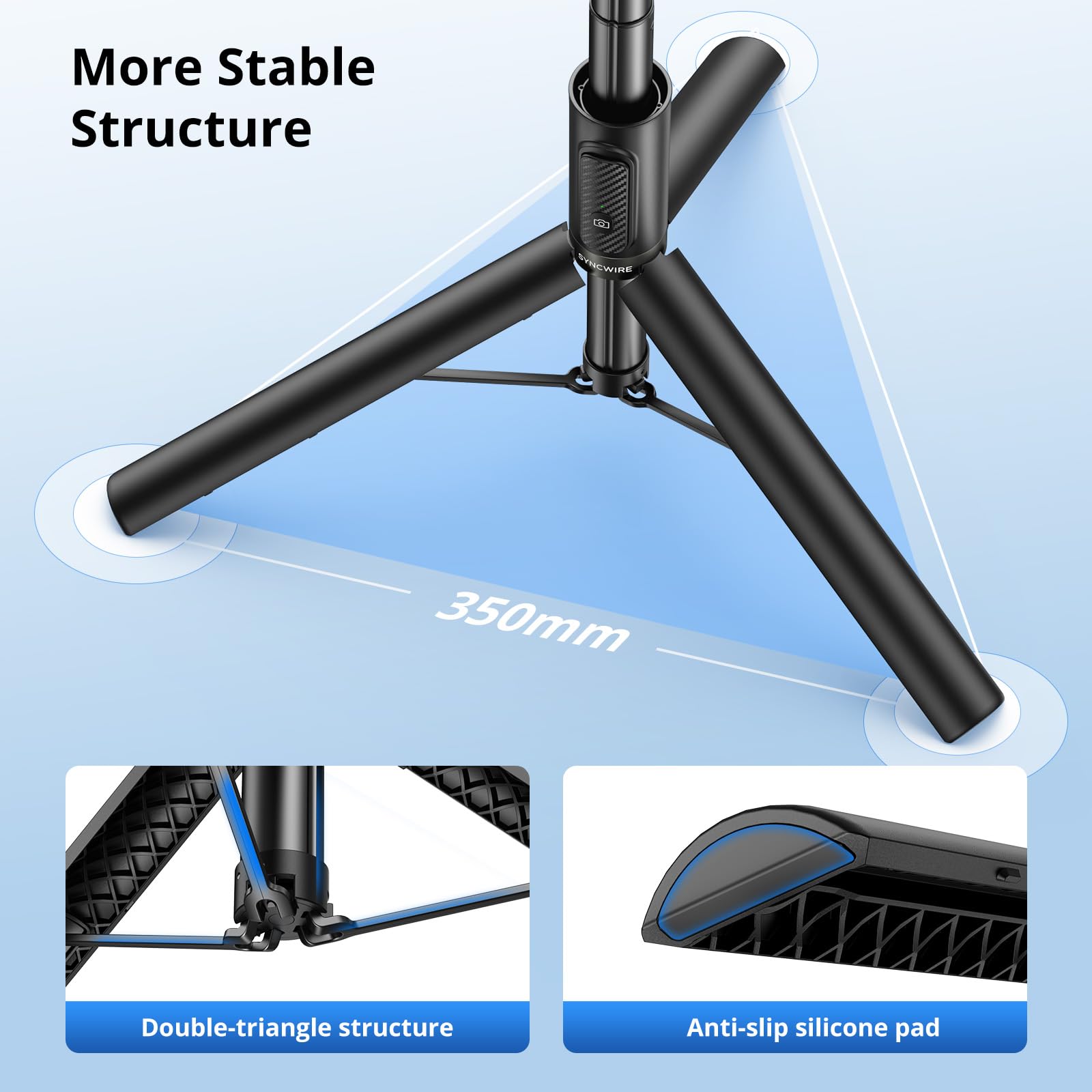 Syncwire 55" Selfie Stick Phone Tripod, All-In-One Extendable Aluminum Cell Phone Tripod Stand Travel Tripod With Rechargeable Bluetooth Remote, Compatible With Iphone, Samsung And More Android Phone