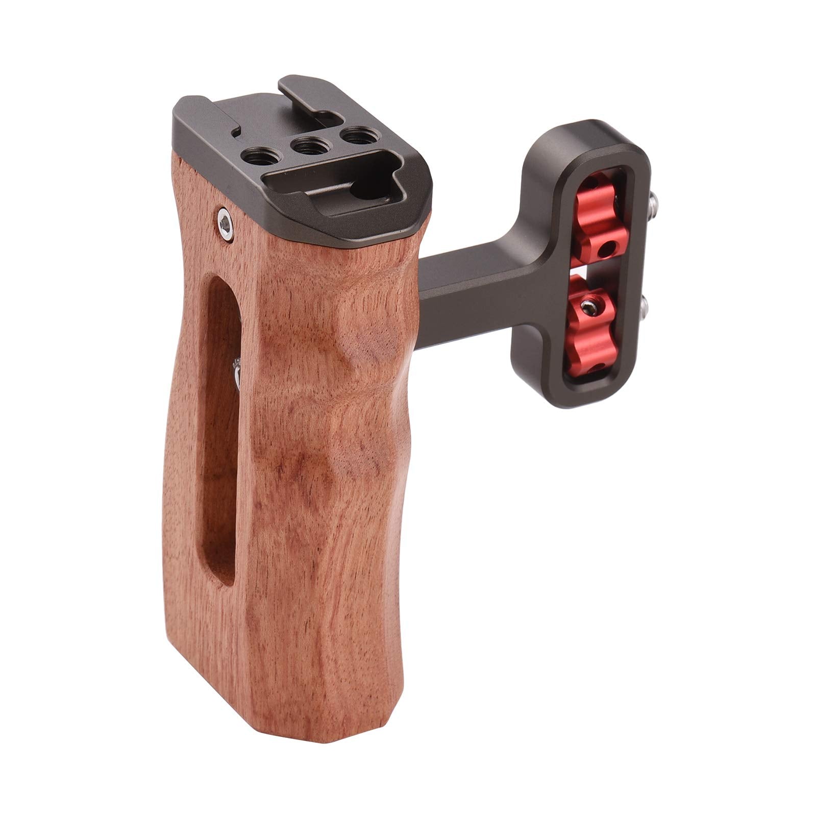 Andoer Universal Camera Cage Left/Right Side Handle Wooden Hand Grip With 1/4 Screw Hole Cold Shoe Mount For Camera Cage
