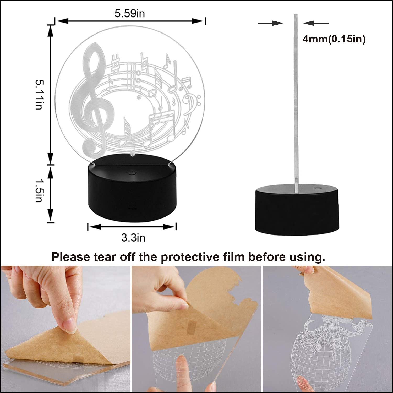 Lluukk 3D Optical Illusion Led Nigth Light Music Note Table Desk Lamp 7 Color Changeable Led Night Light Home Party Decoration For Birthday Christmas Xmas Festival Toy For Music Lovers Fans …