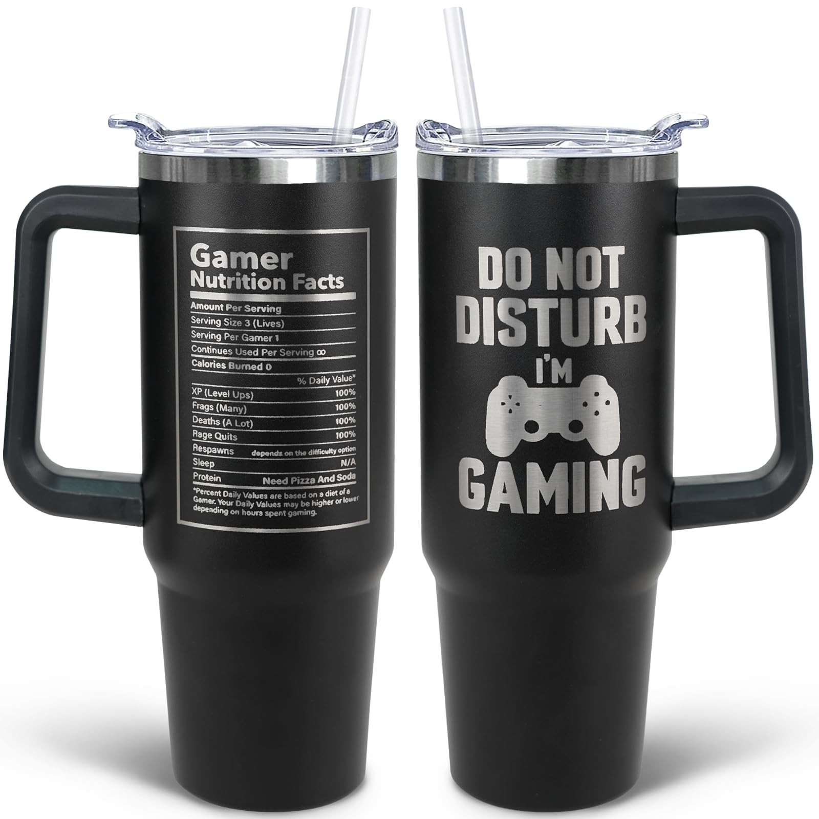 30 Oz Gaming Tumbler With Handle And Straw, 30Oz Insulated Stainless Gaming Tumbler Coffee Travel
