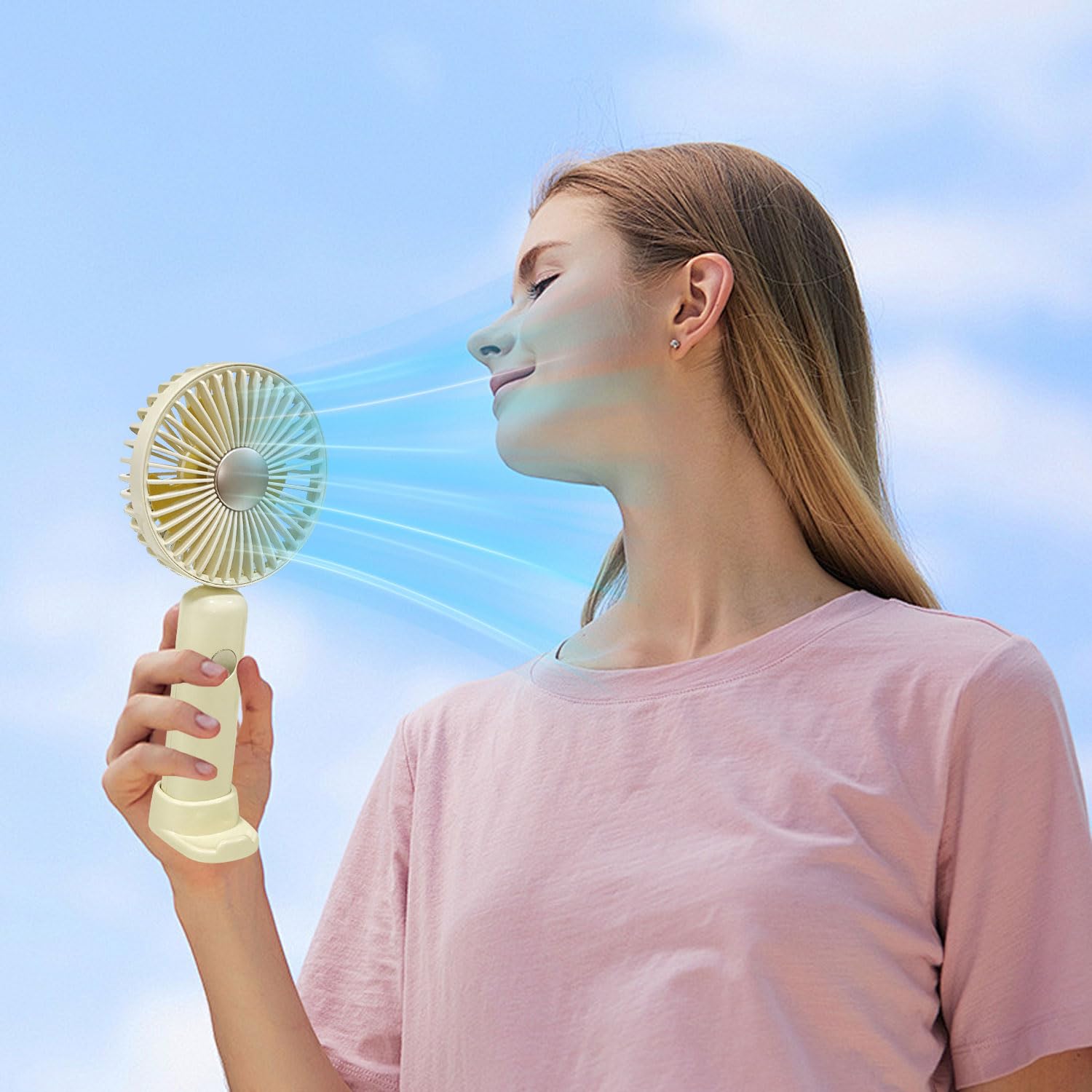 Handheld Fan, 6 Speed Personal Handheld And Desktop With Base, Lightweight Usb Rechargeable