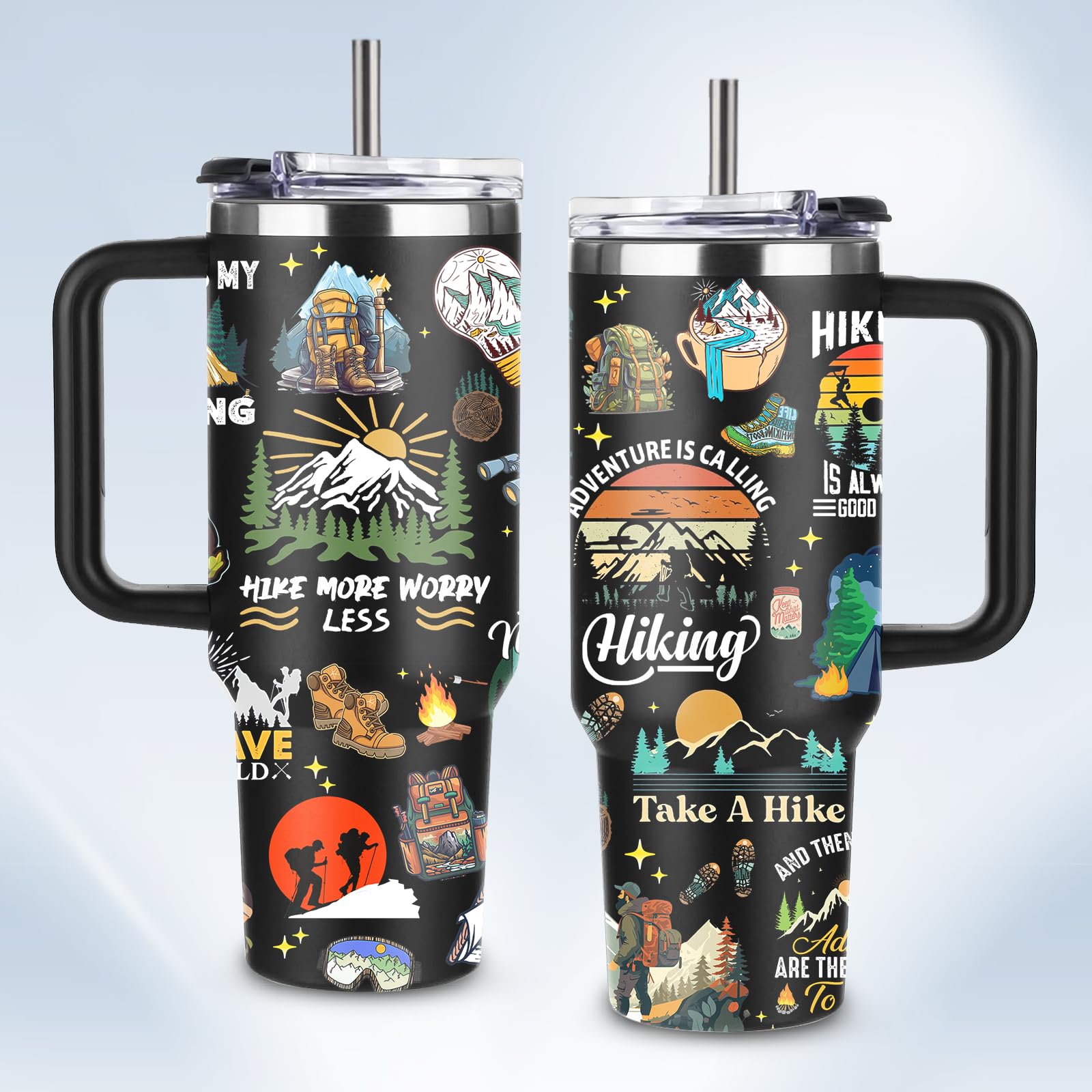 40Oz Insulated Hiking Water Bottle - Double Wall Vacuum Coffee Tumbler For Outdoor Adventures