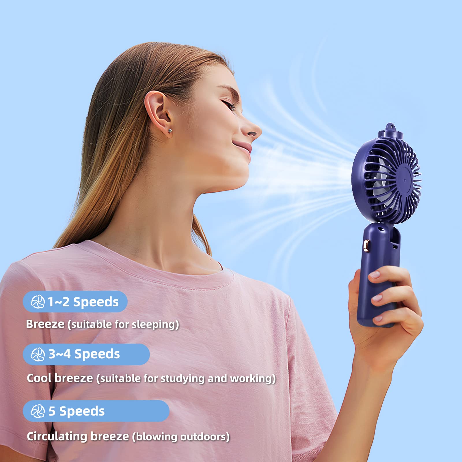 Portable Handheld Misting Fan,Rechargeable Travel Mister Fan, 3000Mah Battery Operated Personal Fan
