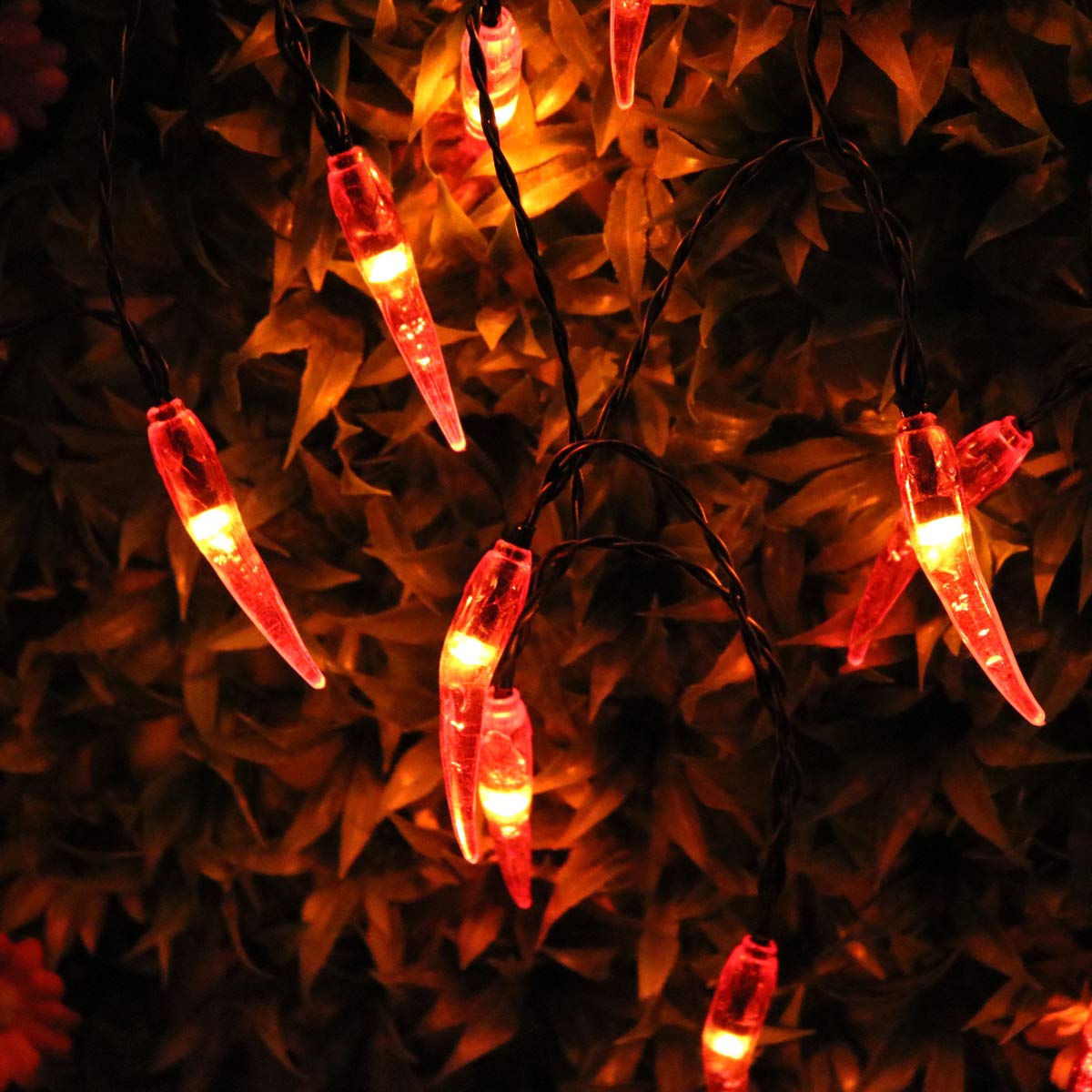 Dreamworth Solar Chili String Lights, 30 Led Chili Shape Fairy Lights For Wedding, Chinese Year, Spring Festival, Party Decoration, Christmas