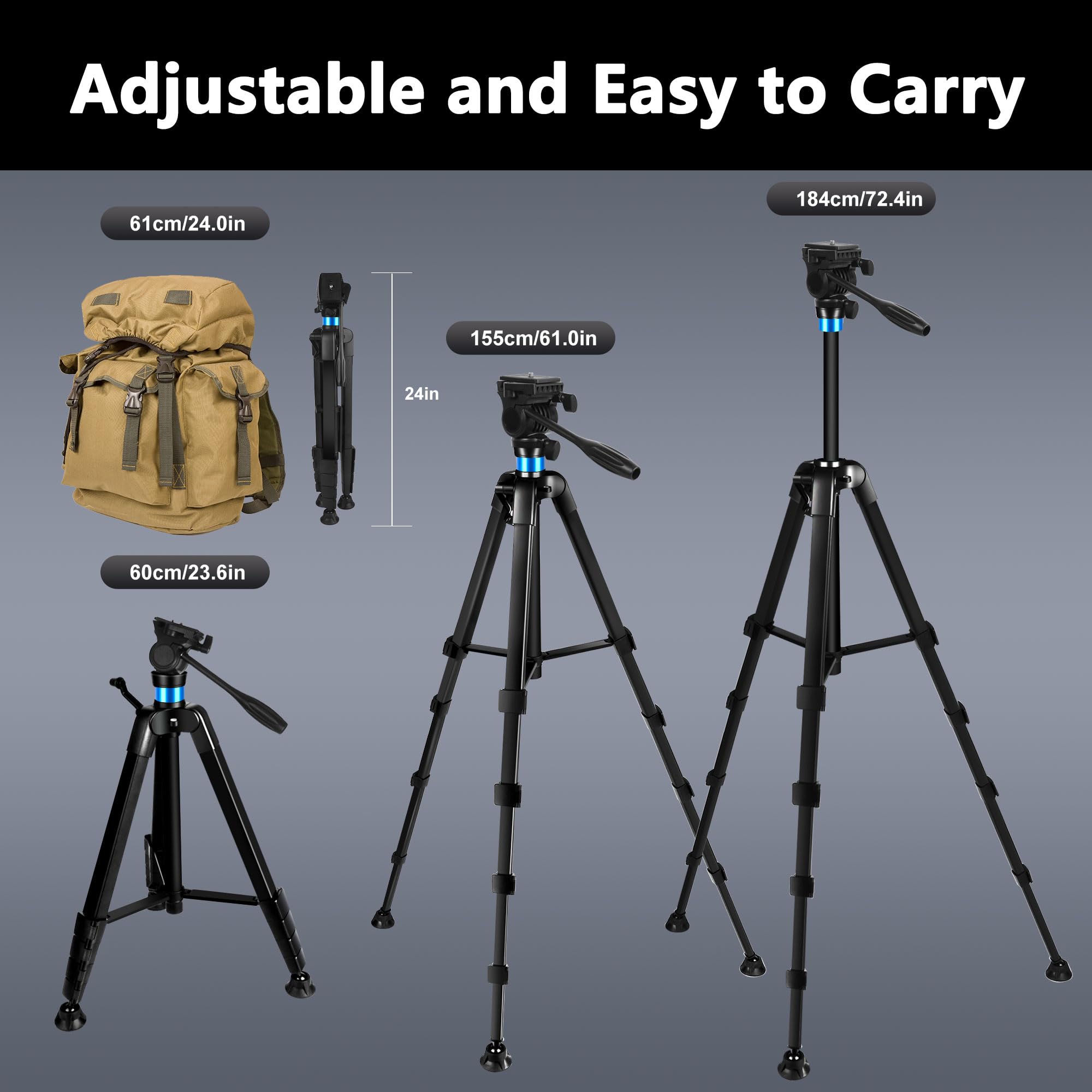 Lcncy 72.4 Inch Spotting Scope And Binoculars Heavy Duty Tripod, Shooting Hunting Rest V Yoke Stand With Binoculars Adapter, Compatible With Monocular/Astronomical Telescope/Dslr Camera/Projector(Load 22Lb)