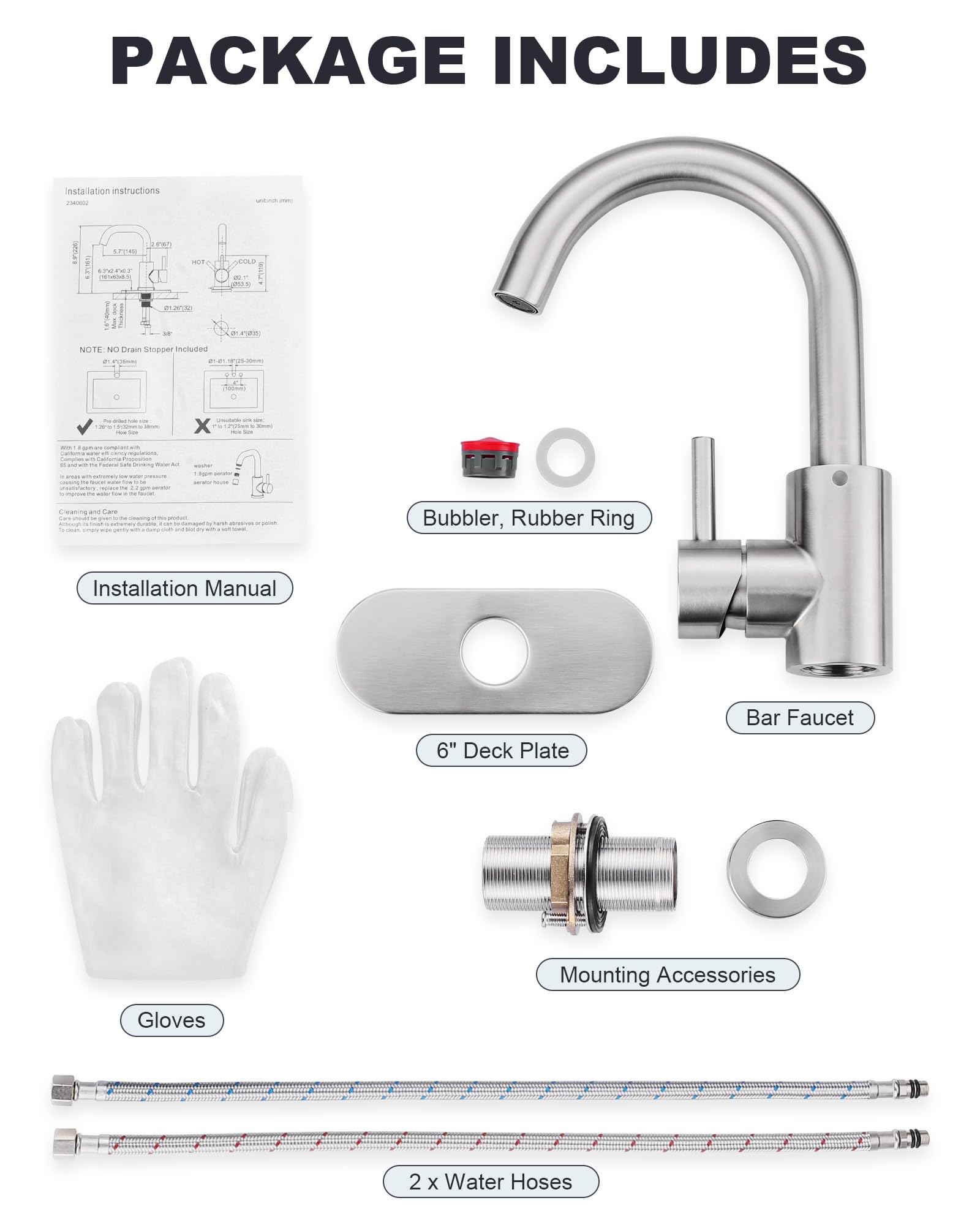 Iviga Modern Bar Sink Faucet, Single-Handle Bathroom Kitchen Sink Faucet, 1 Hole Wet Bar Sink Faucets With 360°Swivel Spout For Bar Rv Laundry Farmhouse, Brushed Nickel