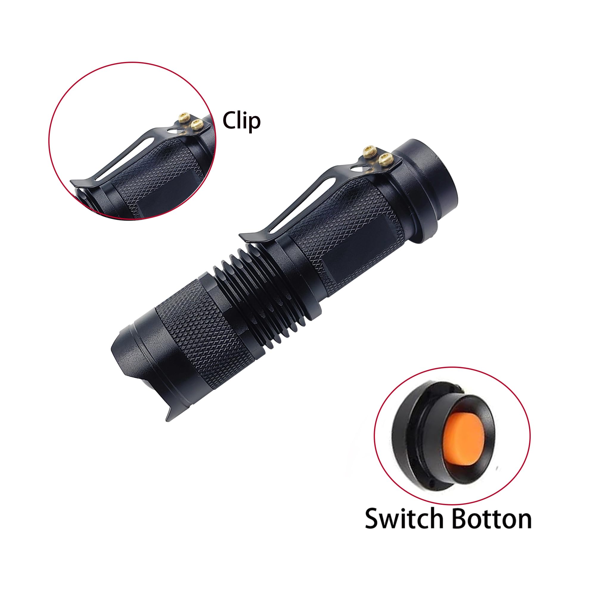 Zyunmall Low-Lumen Red Flashlight Zoomable Single Mode Mini Red Light Flashlights Ideal For Preserving Night Vision, Low Illumination, 2 Pack