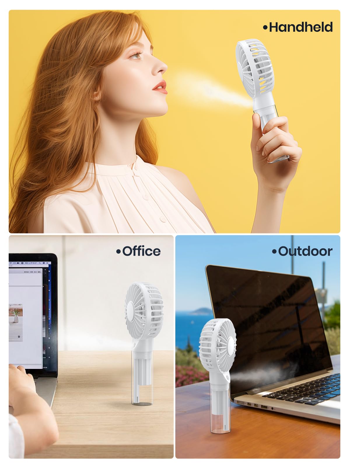 Topk Portable Misting Fan - Rechargeable Handheld Personal Spray Water Mist Fan 32Ml Water Tank Mini