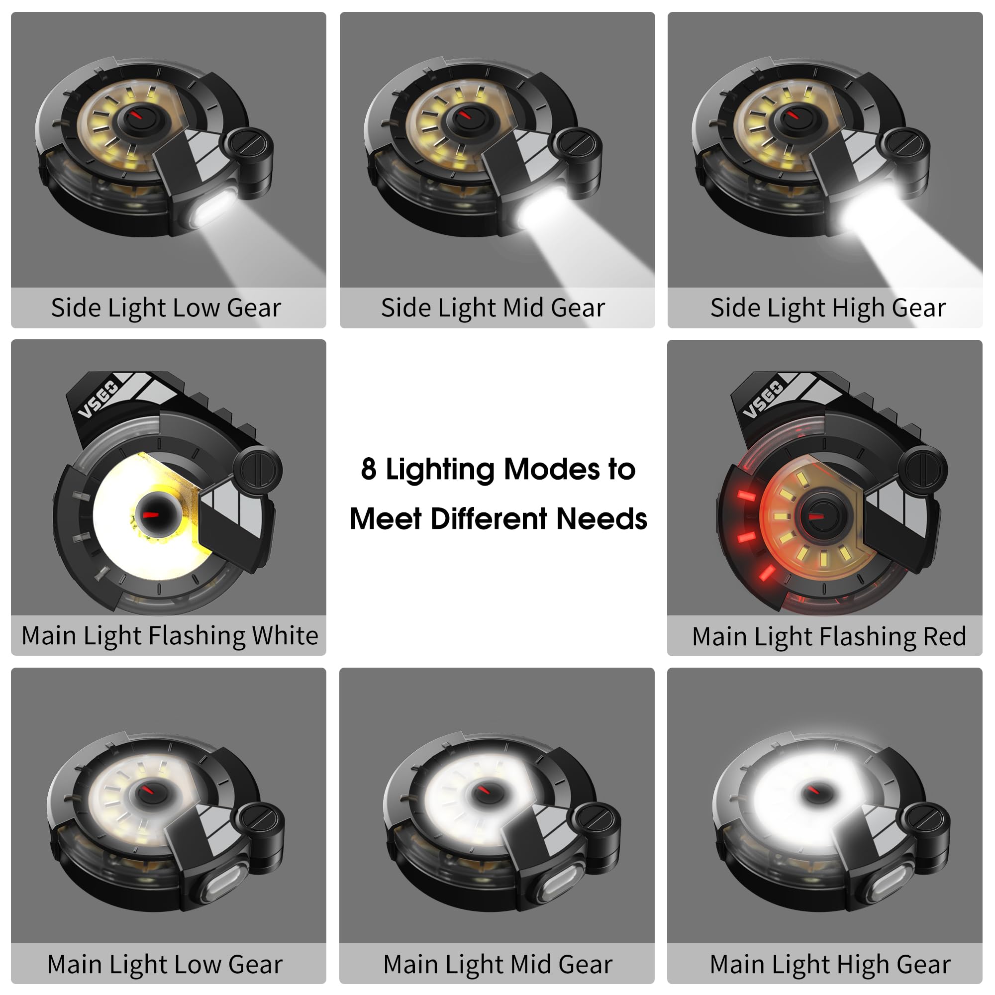 Vsgo Black Snipe Multi-Function Edc Flashlight – Portable Rechargeable Keychain Light With Magnetic Base & Hat Clip, 8 Modes, Waterproof For Camping, Hiking, Cycling, Emergency Use