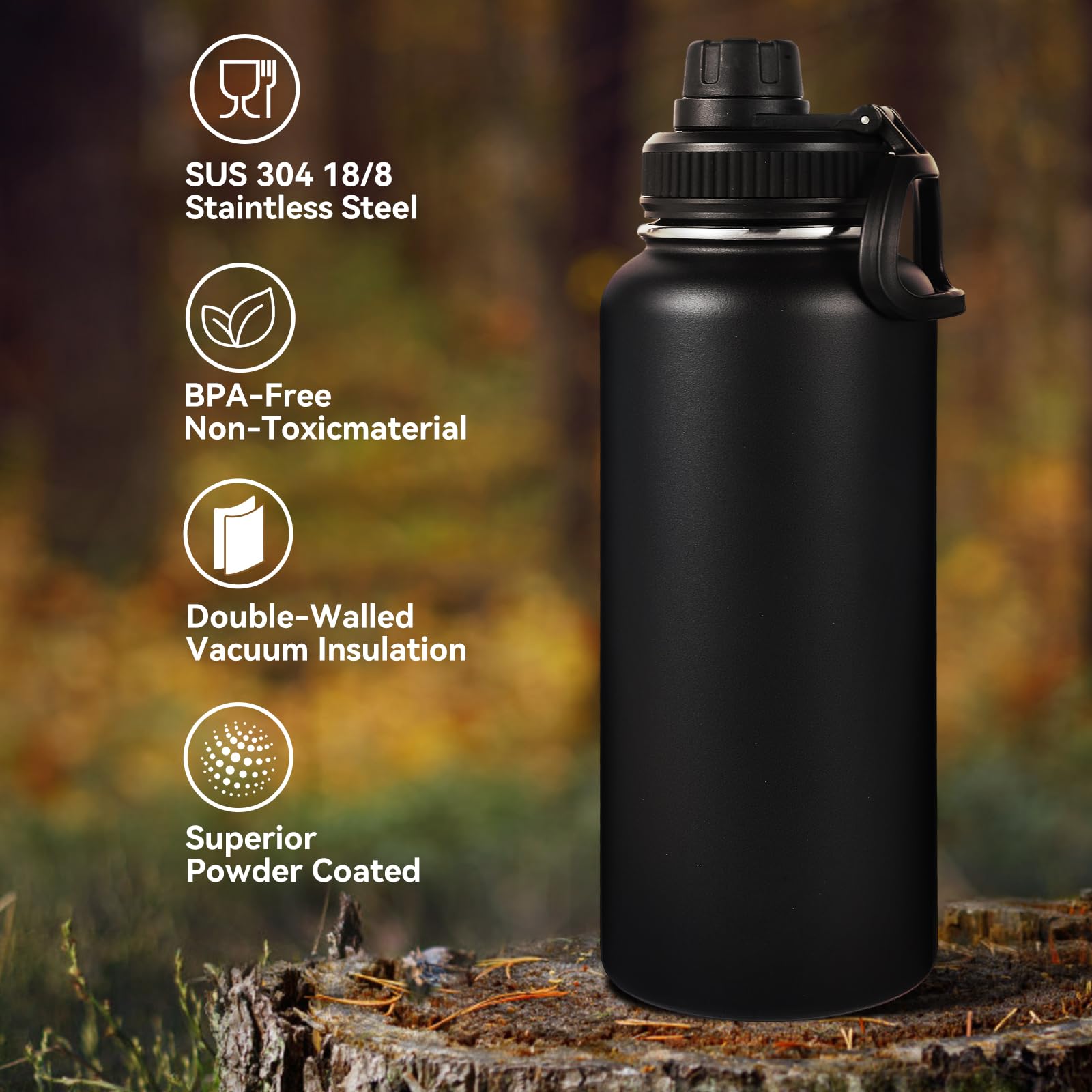 Neihepal 32 Oz Insulated Water Bottle Bulk 8 Pack,18/8 Stainless Steel Double Wall Vacuum Flask
