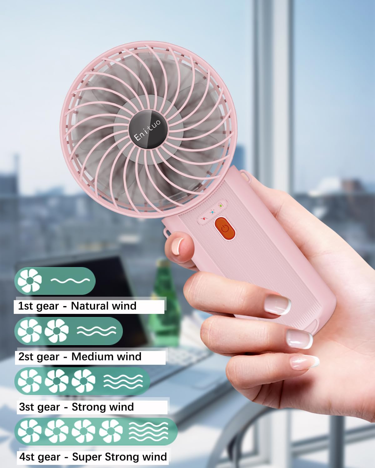 Portable Fan Handheld Fan, Mini Hand Held Fan, 6-15H Cooling Small Personal Fan, 180ยฐ Foldable Mini