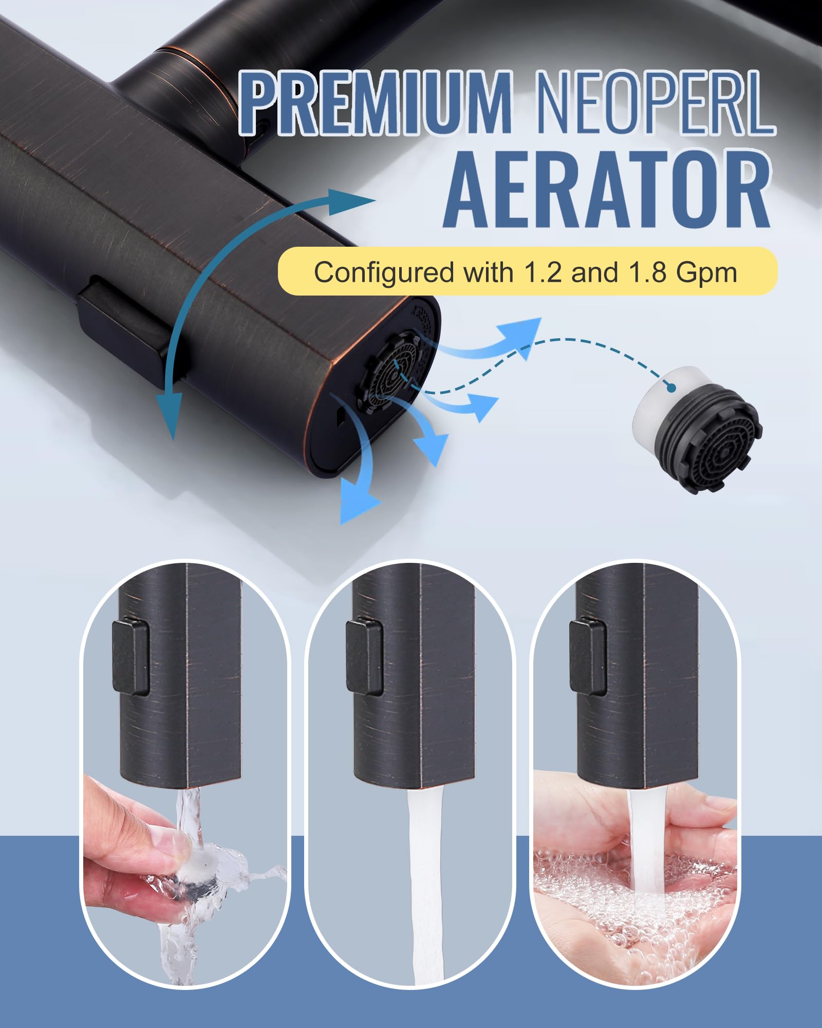 Aleasha Bar Sink Faucet Single Hole - For Bar Small Kitchen Bathroom Faucets With Cupc Supply Lines, 3 Water Modes Wet Bar Faucets 360 Swivel Prep Sink Faucet With Pull Out Sprayer, Oil Rubbed Bronze