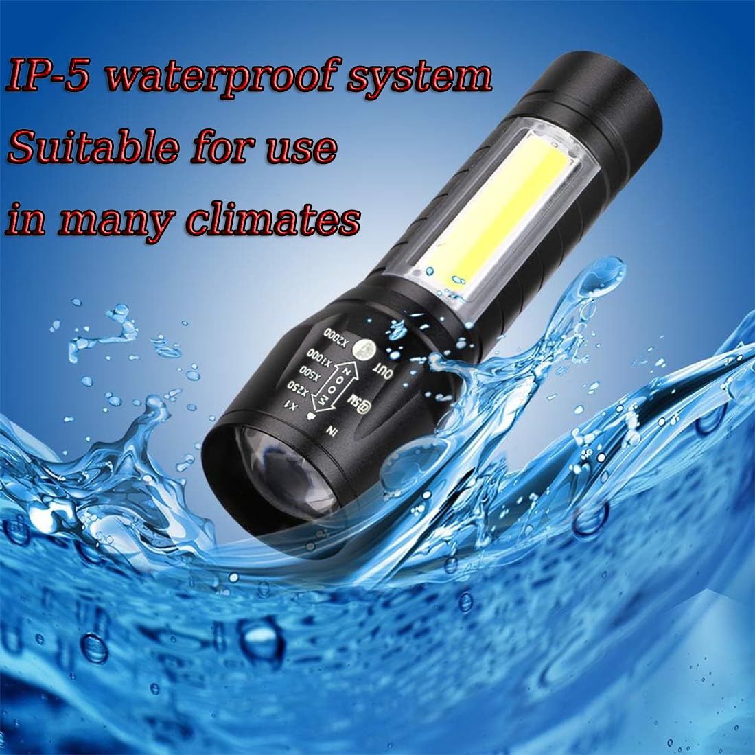 Clezgo Rechargeable Flashlights High Llumens Led-Mini Usb Rechargeable Flashlight For Home 3 Modes Adjustable Focus Portable Waterproof Flashlight With Cob Side Lights (1Pack)