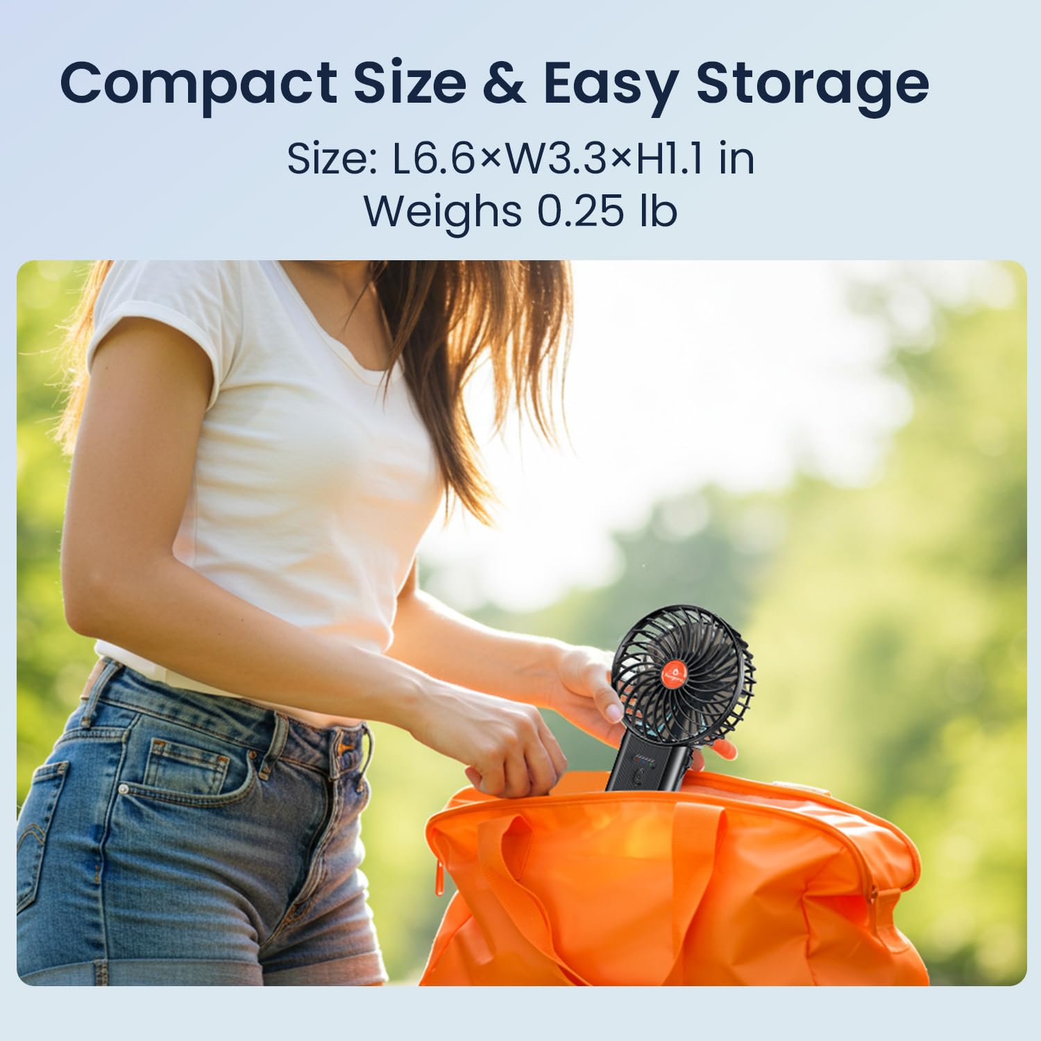 Handheld Fan Portable Foldable Rechargeable: Black Mini Portable Handheld Fan 180° Adjustable