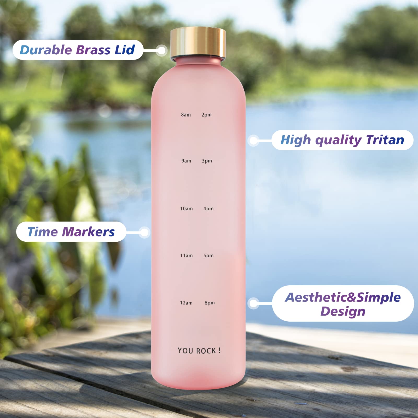 32Oz Water Bottles With Times To Drink, Motivational Water Bottle With Time Marker
