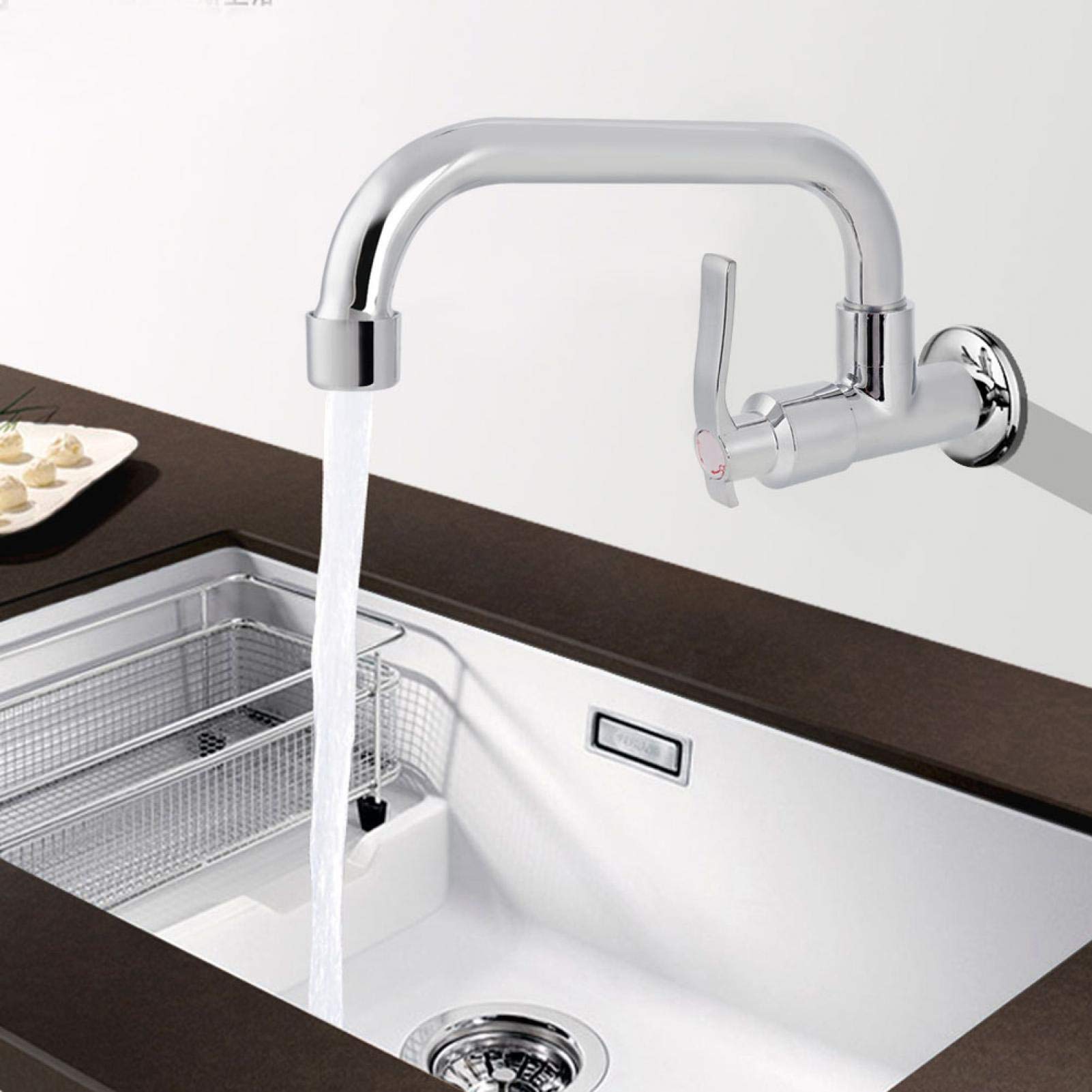 Marvellous 1/2 Single Cold Water Tap, Kitchen Faucet Wall Mounted Kitchen Sink Faucet Single Cold Water Brass Body And Stainless Steel Tube Tap Sink Water Faucet (Lq-3093 20Cm)