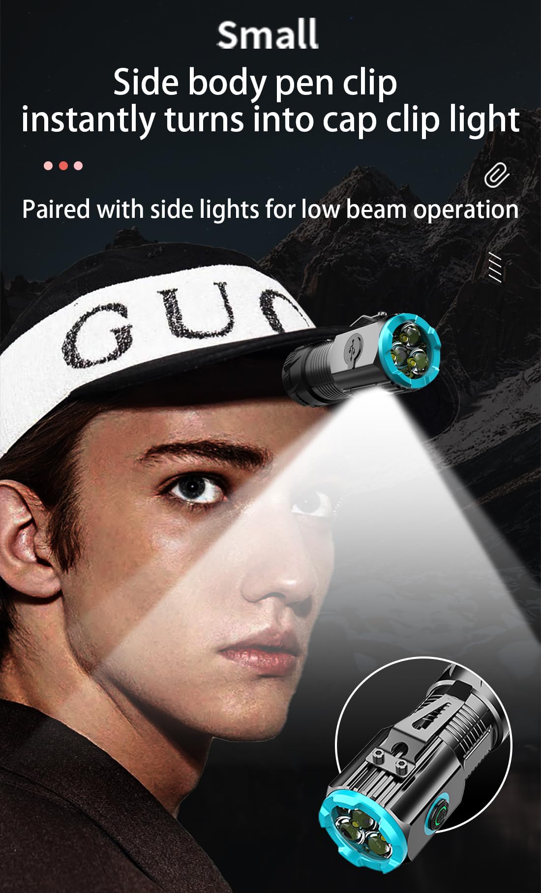 E-Shidai 2Pcs Solar Rechargeable Flashlight And Mini Multifunction Rechargeable Multi Function 1000 Lumens Flashlight With Emergency Strobe Light And 1200 Mah Battery.