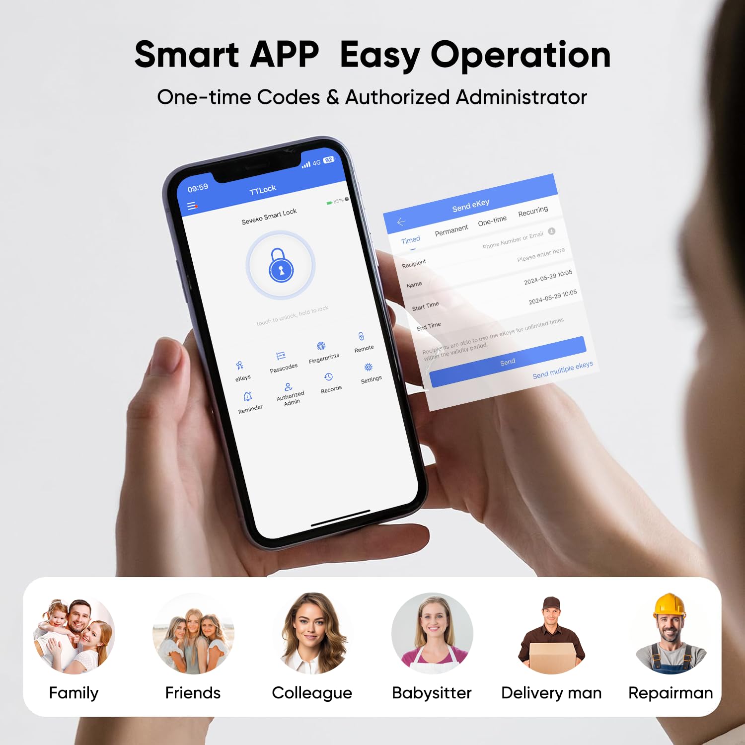 Seveko Fingerprint Smart Front Door Lock Set, Keyless Entry Door Lock With Handle, Smart Locks For Front Door, Keypad Deadbolt With Handle, App Control, Touchscreen Keypad, Auto Locking, Matte Black