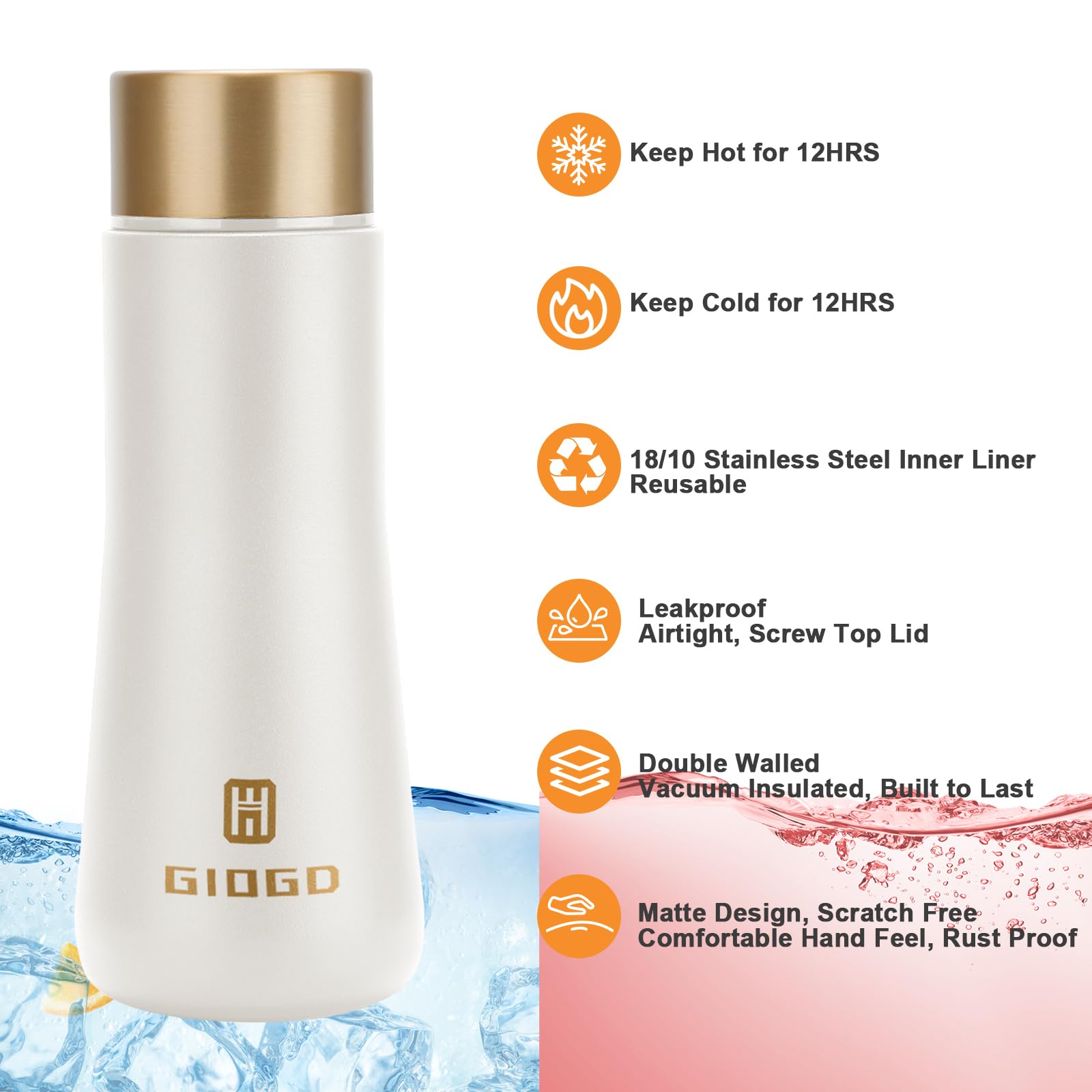 Small Thermo Bottle Slim Mini Vacuum Insulated Water Bottle 180Ml/6.1Oz Water Flask Stainless Steel