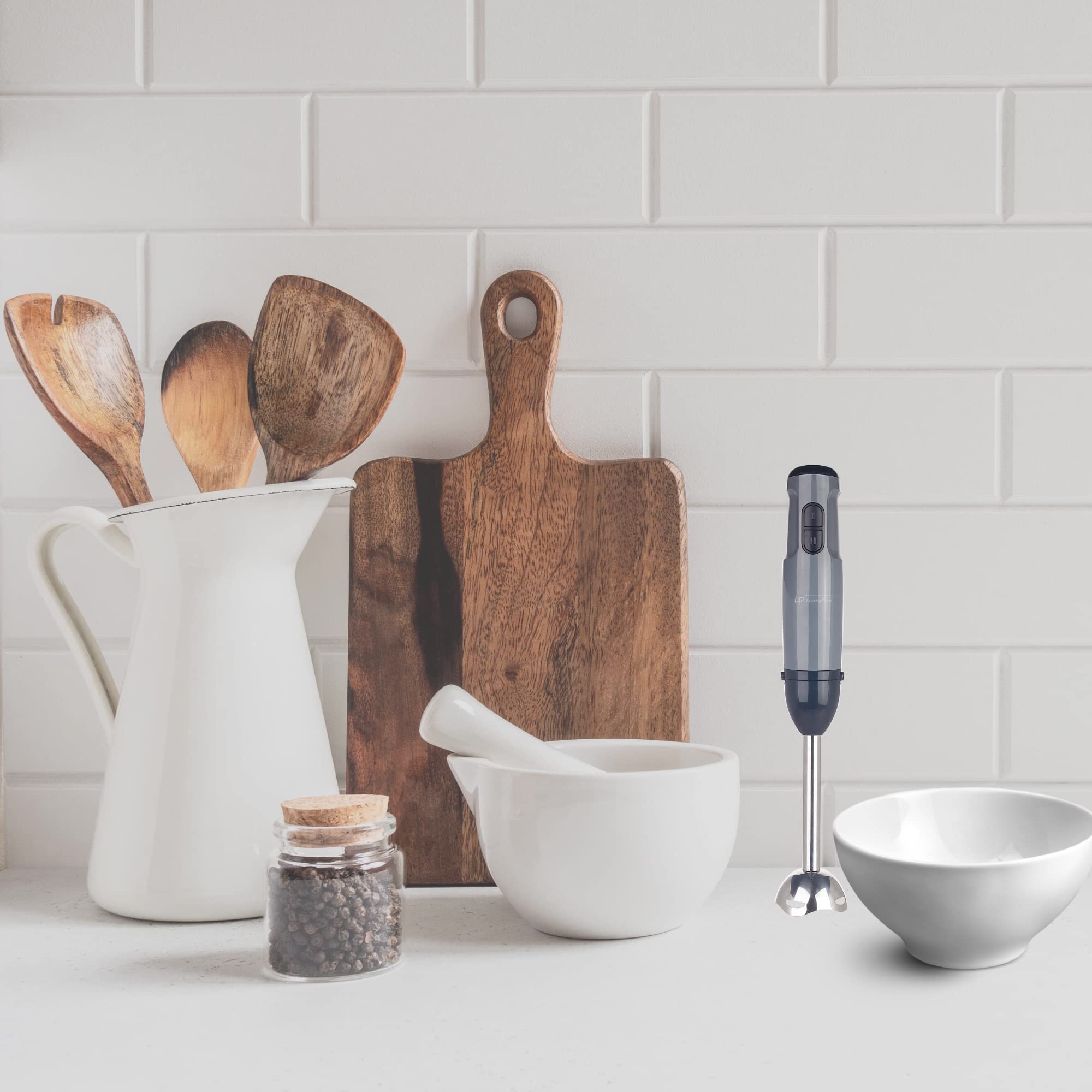 Lp Living Plus Powerful Electric Hand Blender, 400W With Two Speed Control, Detachable Base, Kitchen Blender For Smoothie, Puree, Coffee