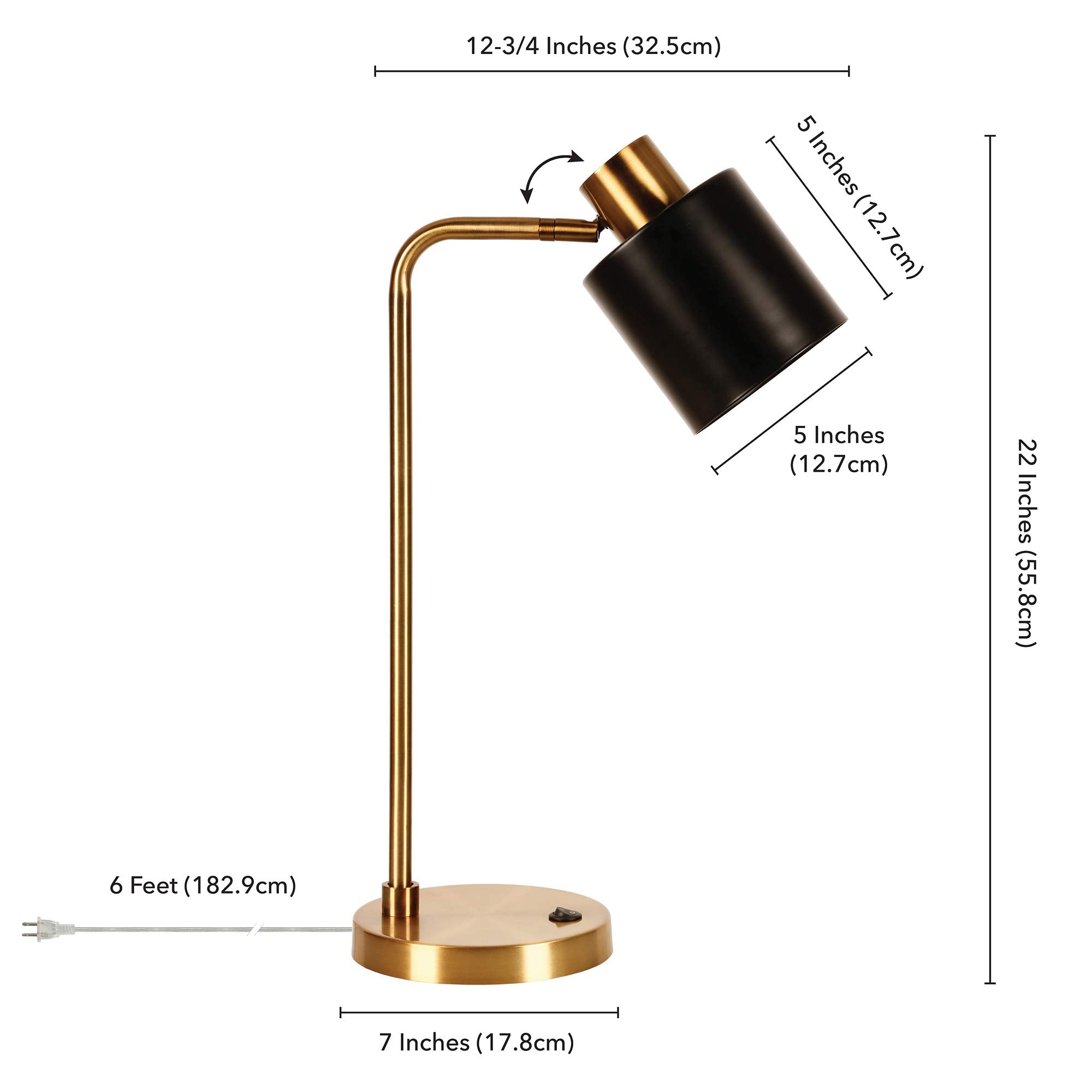 Henn&Hart Thew 20.75" Tall Table Lamp With Metal Shade In Brass/Black