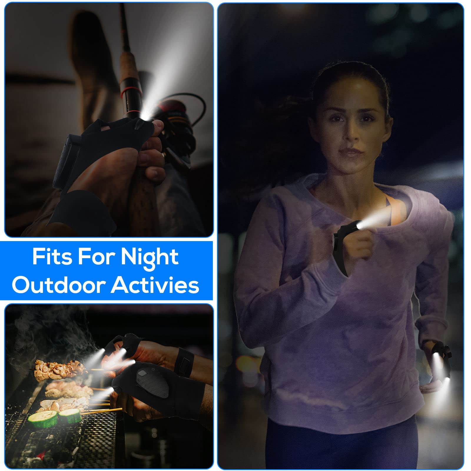 Moipejo Rechargeable Led Flashlight Gloves Waterproof, Birthday Christmas Valentines Father'S Day  For Men Dad From Daughter Son, Cool Gadget Tool Hands- Lights For Fishing Repairing Camping