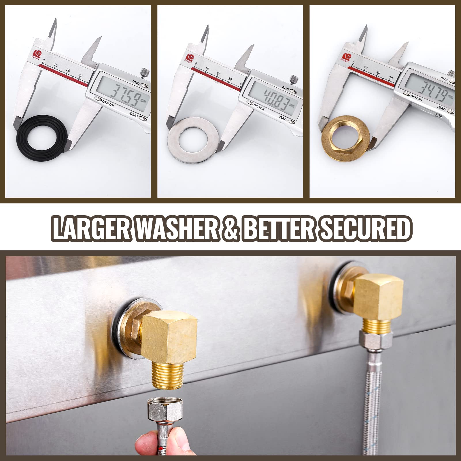 Iviga 2Pcs Installation Kit Commercial Faucet, Wall Mounting Faucets Installation Kit Replacement 1/2" Npt, Back Splash Mount Set Connector Adapter For Stainless Steel Commercial Prep & Utility Sink