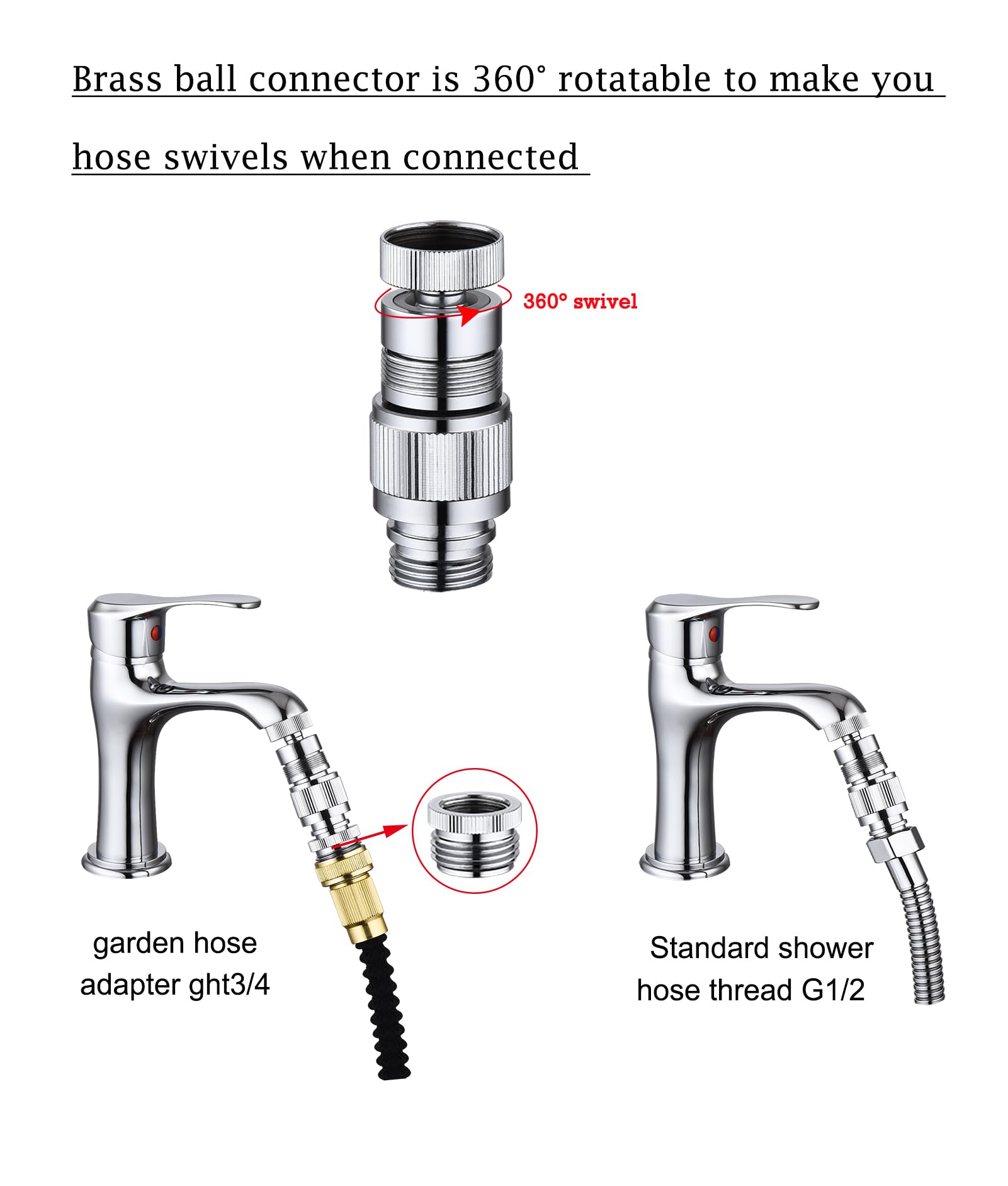 Walkinginrain Kitchen Sink Faucet Quick Connector, Dishwasher Washer Snap Coupling Adapter, Faucet To Garden Hose Adapter For Bathroom Kitchen/Shower Hose/Garden Hose