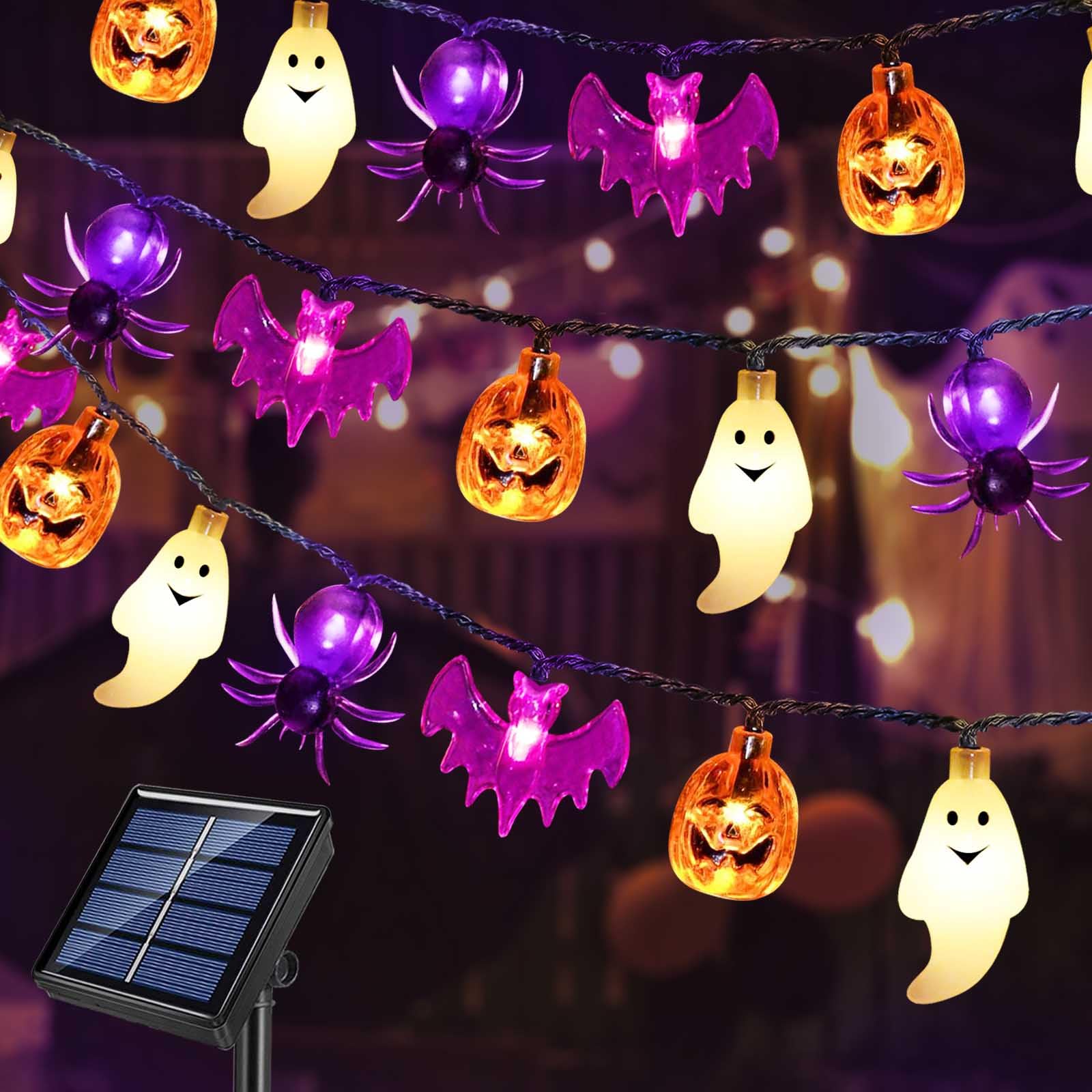 Dontsri Solar Powered Halloween Lights, 40 Led, 8 Modes, Waterproof, Auto On/Off, Outdoor Use