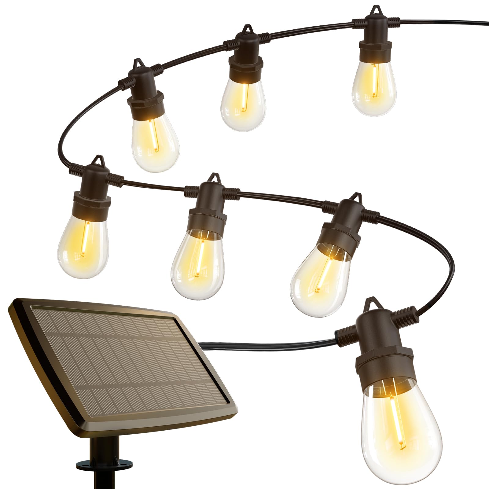 Kyy 102Ft(96+6) Solar String Lights Outdoor With Usb Port Remote Control, Led Waterproof Solar Powered Patio With 32 Sockets, Heavy-Duty And Ul Listed Porch Market Lights