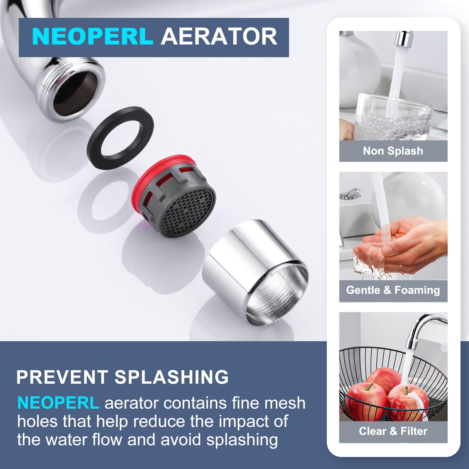 Iviga Commercial Sink Faucet With 8” Swivel Spout & Supply Lines, 8" Center Deck Mount Kitchen Faucet, Dual Handles Brass Utility Sink Faucet For Laundry Room Restaurant Compartment Sink, Polish