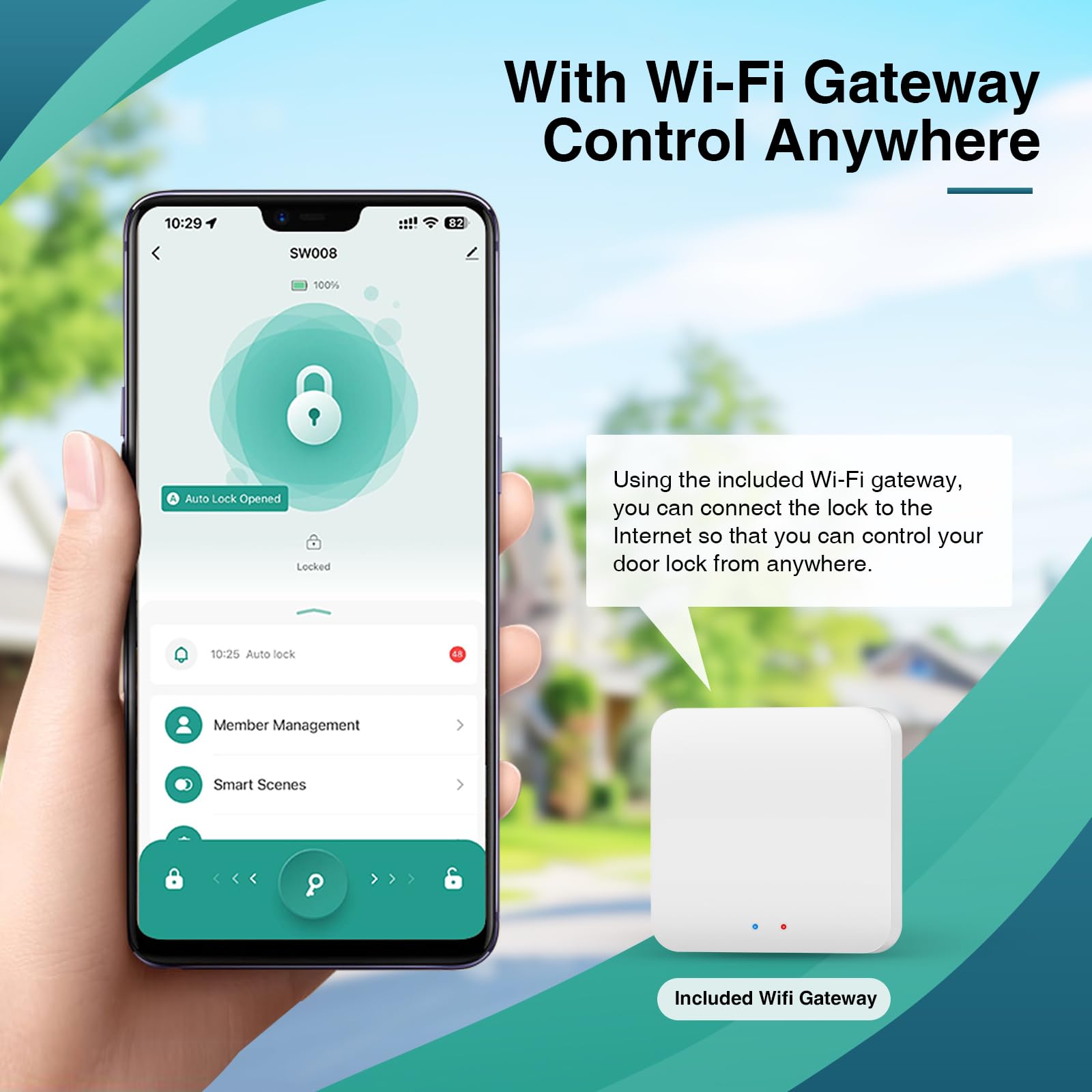 Calzibeno Smart Lock With Voice Control, Keyless Entry Door Locks For Front Door, Built-In Bluetooth, Electronic Lock Fits Your Existing Deadbolt (With Wi-Fi Gateway)