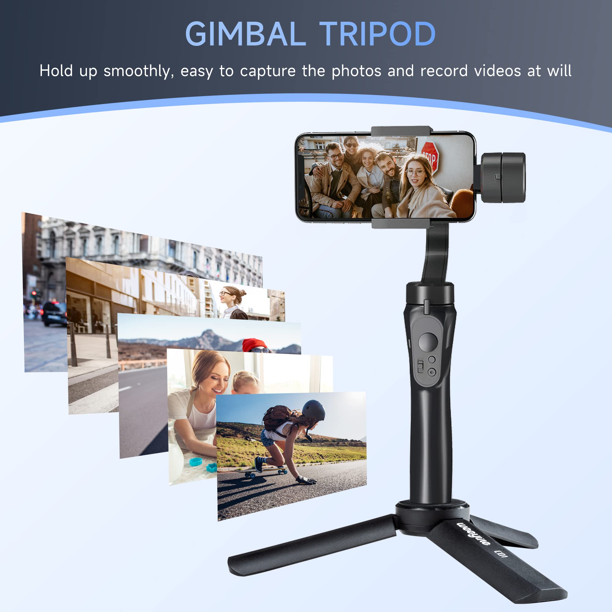 Weeylite 1/4 Mini Tripod, Tabletop Desktop Stand Compact Tripod With 1/4" Screw For K21 Stick Light, S03/S05 Pocket Photo Light, Camera, Smooth 4, Osmo Mobile, Vimble 2, Gimbal Handle Grip Stabilizer
