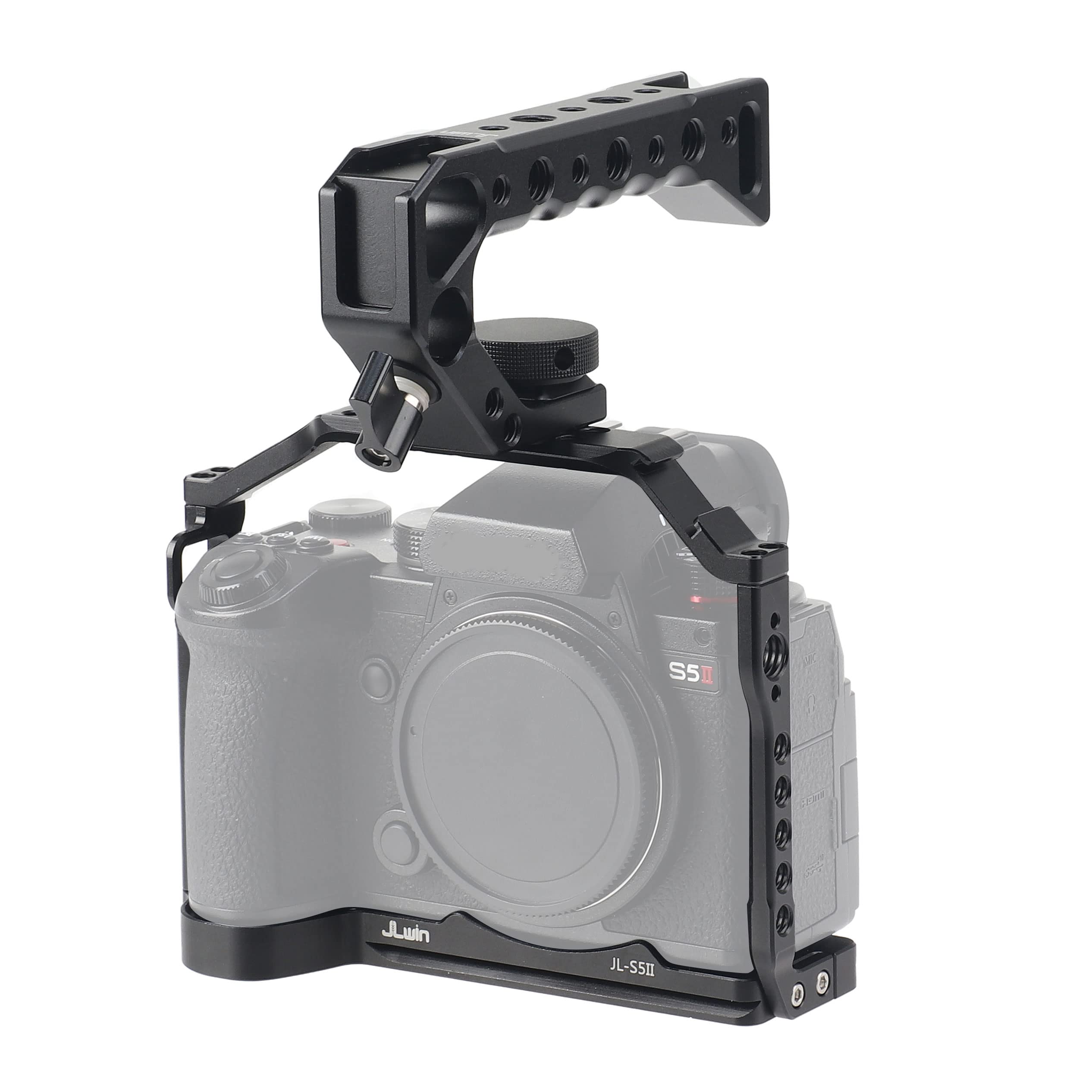 Fotga Aluminum Camera Cage + Top Handle For Panasonic Lumix S5Ii S5 Mark Ii G9Ii G9 Mark Ii Mirrorless Dslr Camera Making Video Filmmaking Compatible Arca Swiss Clamp