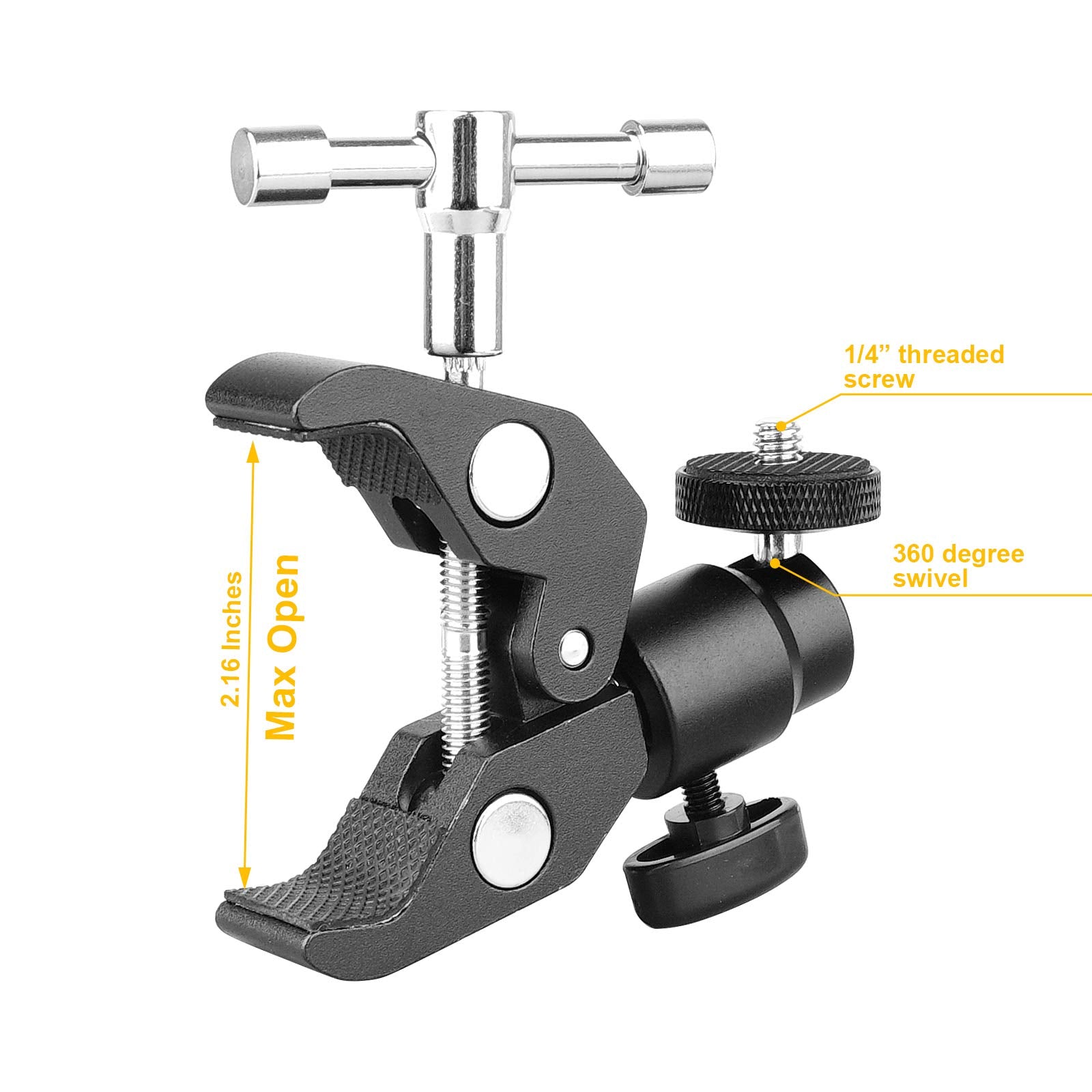 Anwenk Ball Head Shoe Mount Camera Ball Mount Clamp W/ 1/4"-20 Tripod Head Hot Shoe Adapter And Cool Super Clamp