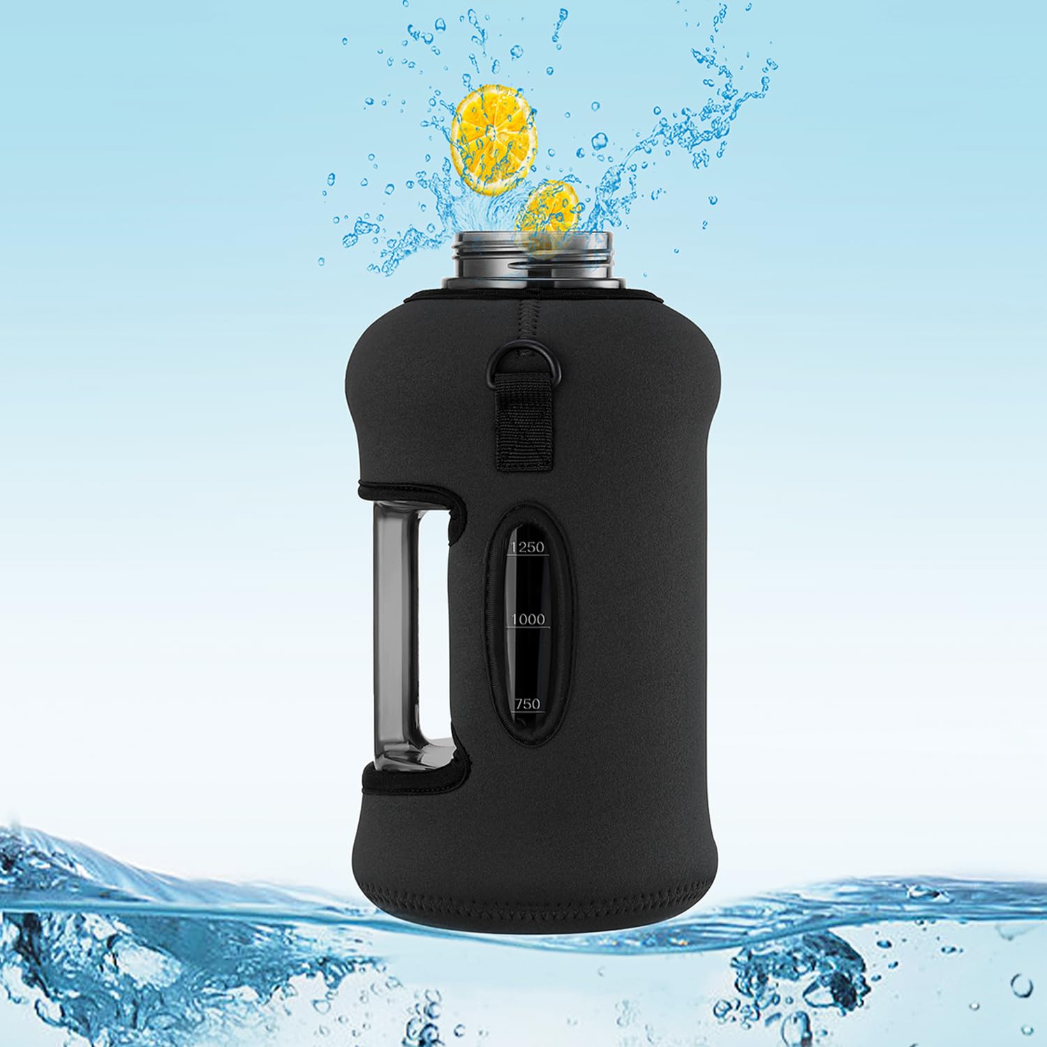 Youcan Plato 74 Oz Half Gallon Water Bottle With Sleeve-Large Water Bottle -Big Gym Water Bottle