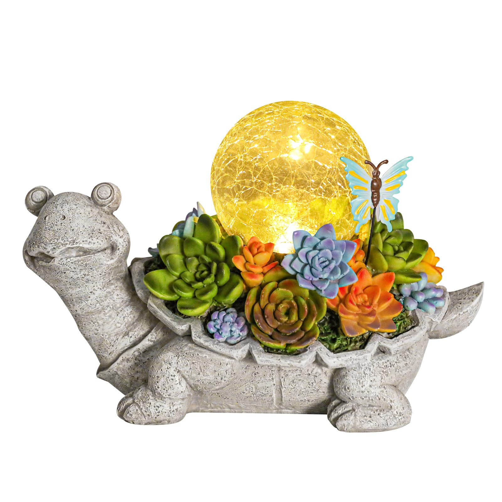 Afirst Solar Garden Turtle Statues With Succulent Outdoor Resin Figurine Solar Lights Decorations,Tortoise Statue For Lawn, Patio, Balcony, Yard Ornament
