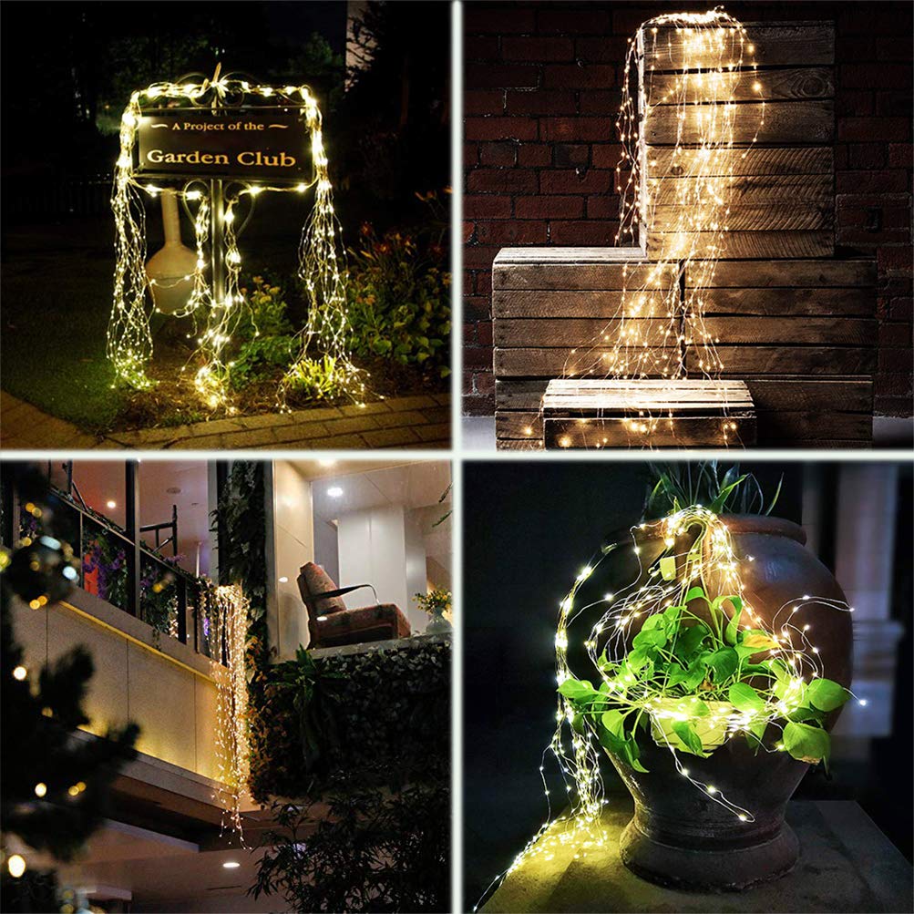 Shukan 220 Led Solar Firefly Bunch Lights, 8 Flashing Modes, Warm White, Outdoor Garden Christmas Decor Lights