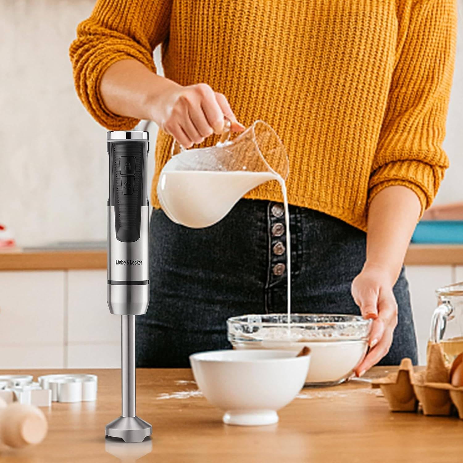 Sionne Portable Electric Immersion Hand Blender Stick Blender Rechargeable Cordless