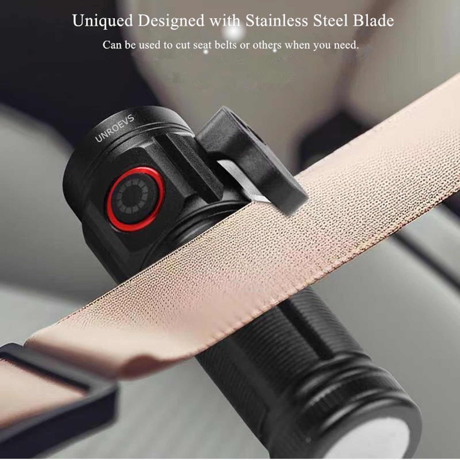 Unroevs Xc02 Mini Flashlight Rechargeable With Seatbelt Cutter,Pocket Flashlights High Lumens 5 Modes,Small Flashlights Powerful With Tail Magnet,Flash Light For Edc Carry,Outdoor.