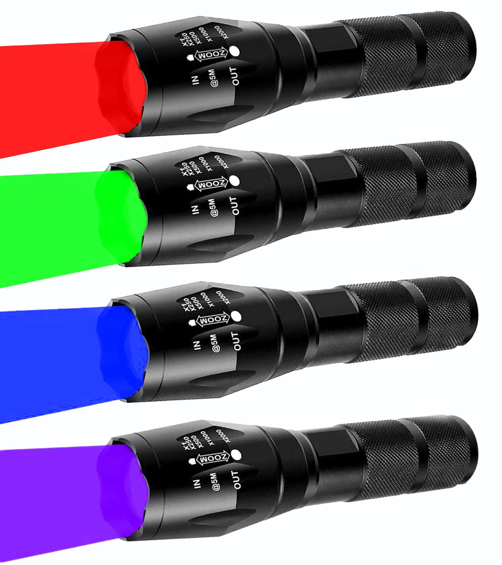 Gaigaimall 4 Color Hunting Light Single Mode Red Green Blue Uv Light Torch Flashlight