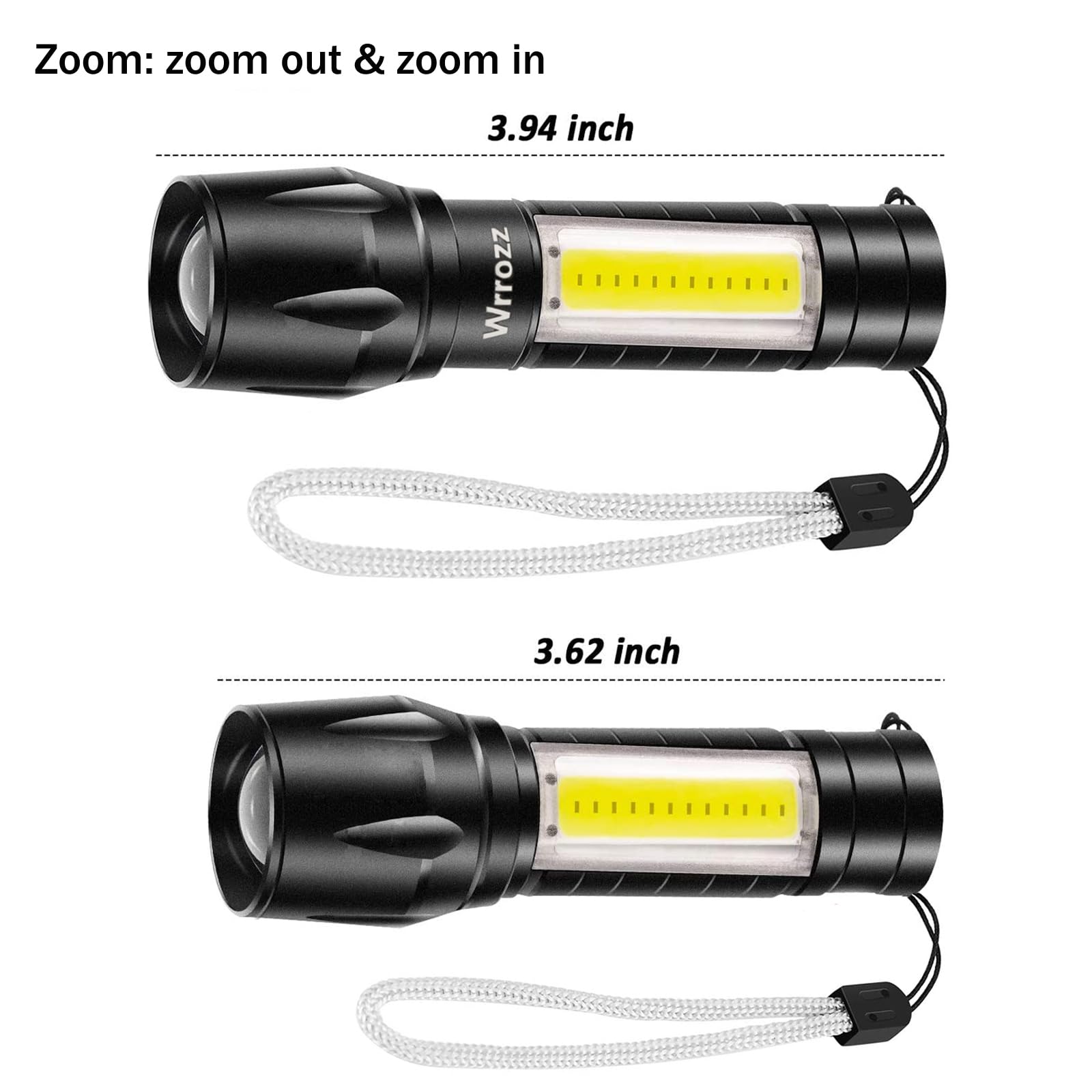 Wrrozz Led Flashlight Rechargeable Usb Mini Torch Light, Ultra Brightest Small Flash Light Handheld Pocket Compact Portable Tiny Lamp With Side Lantern, High Powered Utility Travel Flashlights 1 Pack