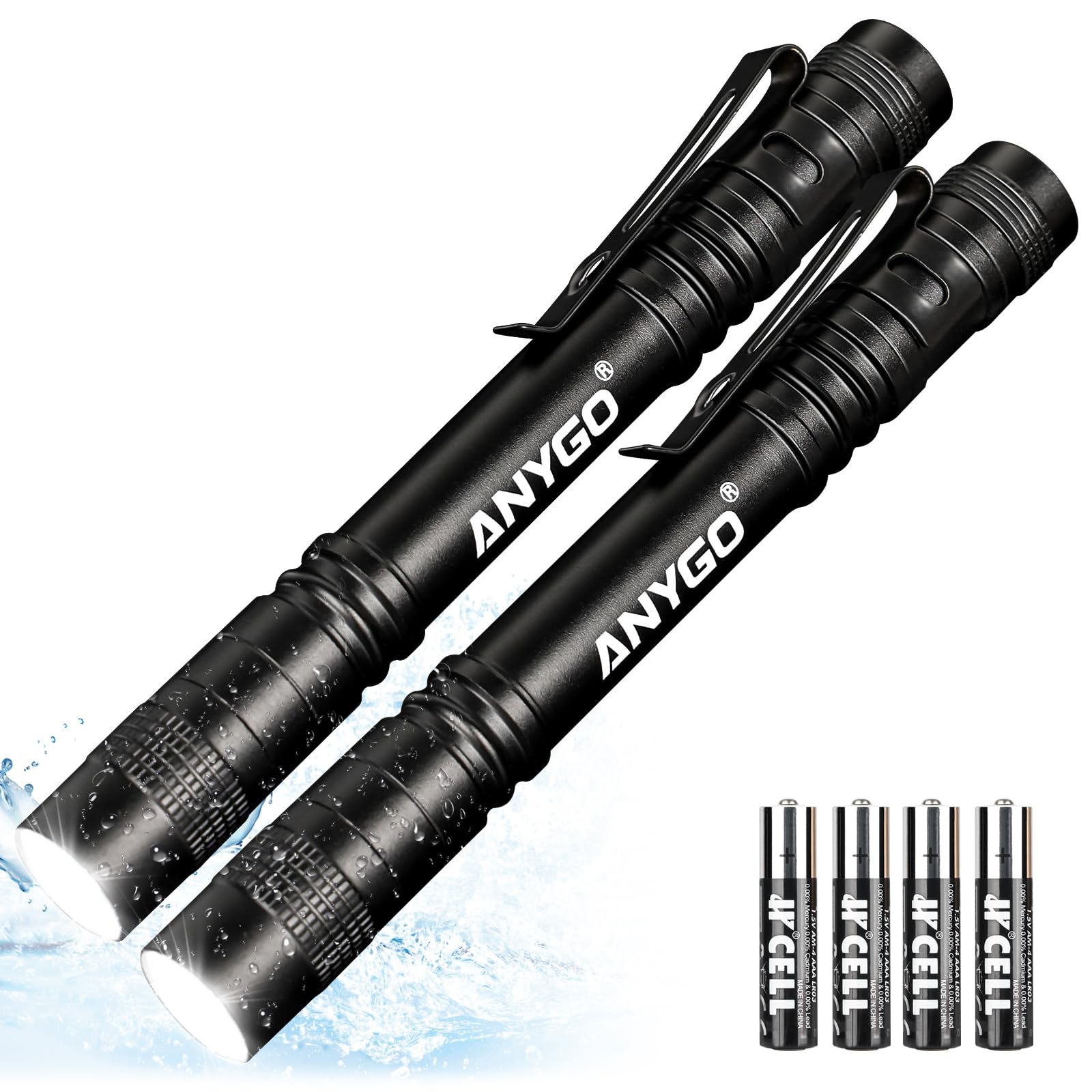 Anygo Pen Flashlights, Lightweight 150 Lumen Pocket Flashlight, Durable Aircraft-Grade Aluminum Pen Light Flashlight,Edc Flashlight & Mini Flashlight For Inspection, Work, Emergency, Batteries Include