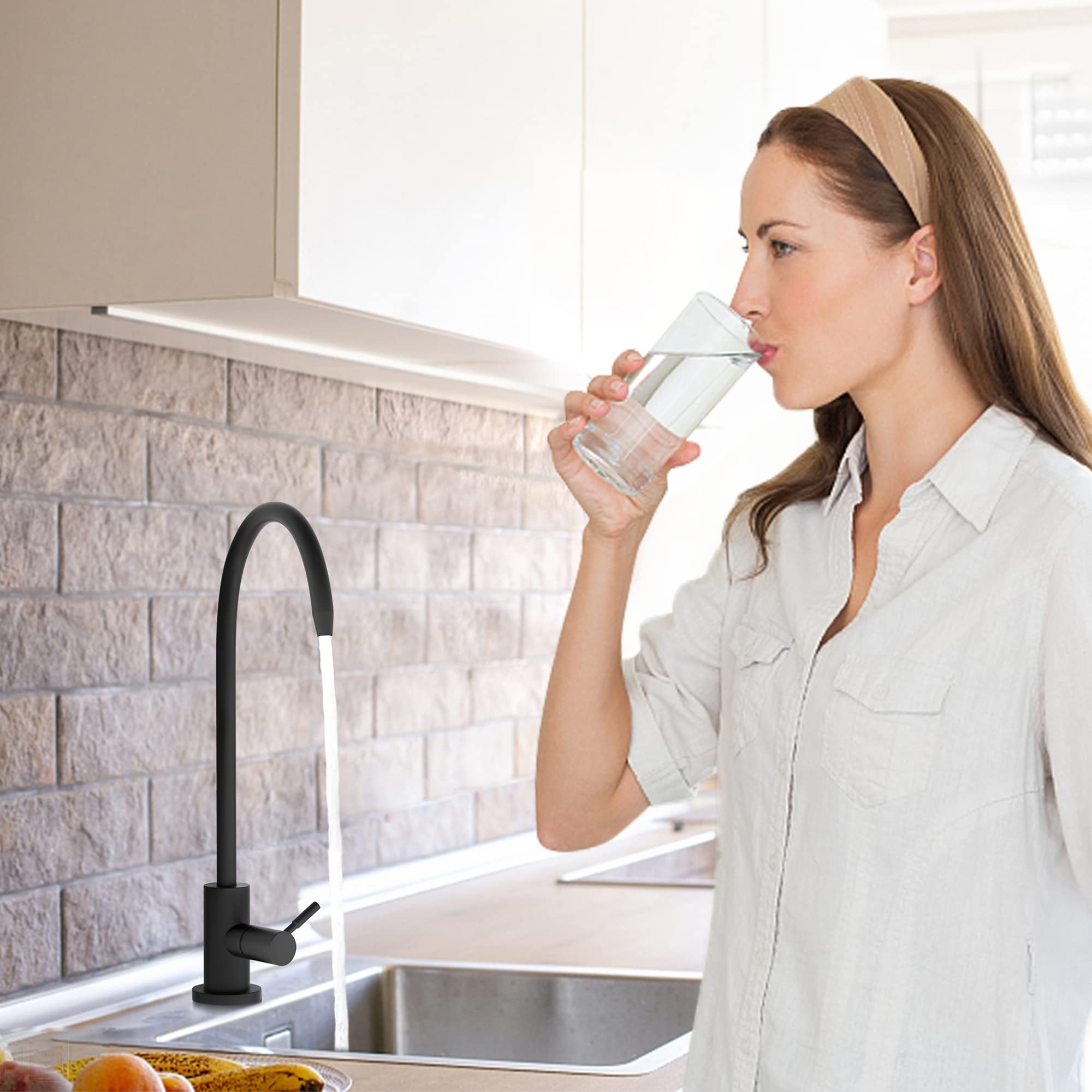 Kinglev Drinking Water Faucet, Kitchen Water Filter Faucet Sink Faucet For Drinking Water Purifier Filter Filtration System, 1/4" Tube, Lead-, Black Brushed Sus304 Stainless Steel By Kinglev…