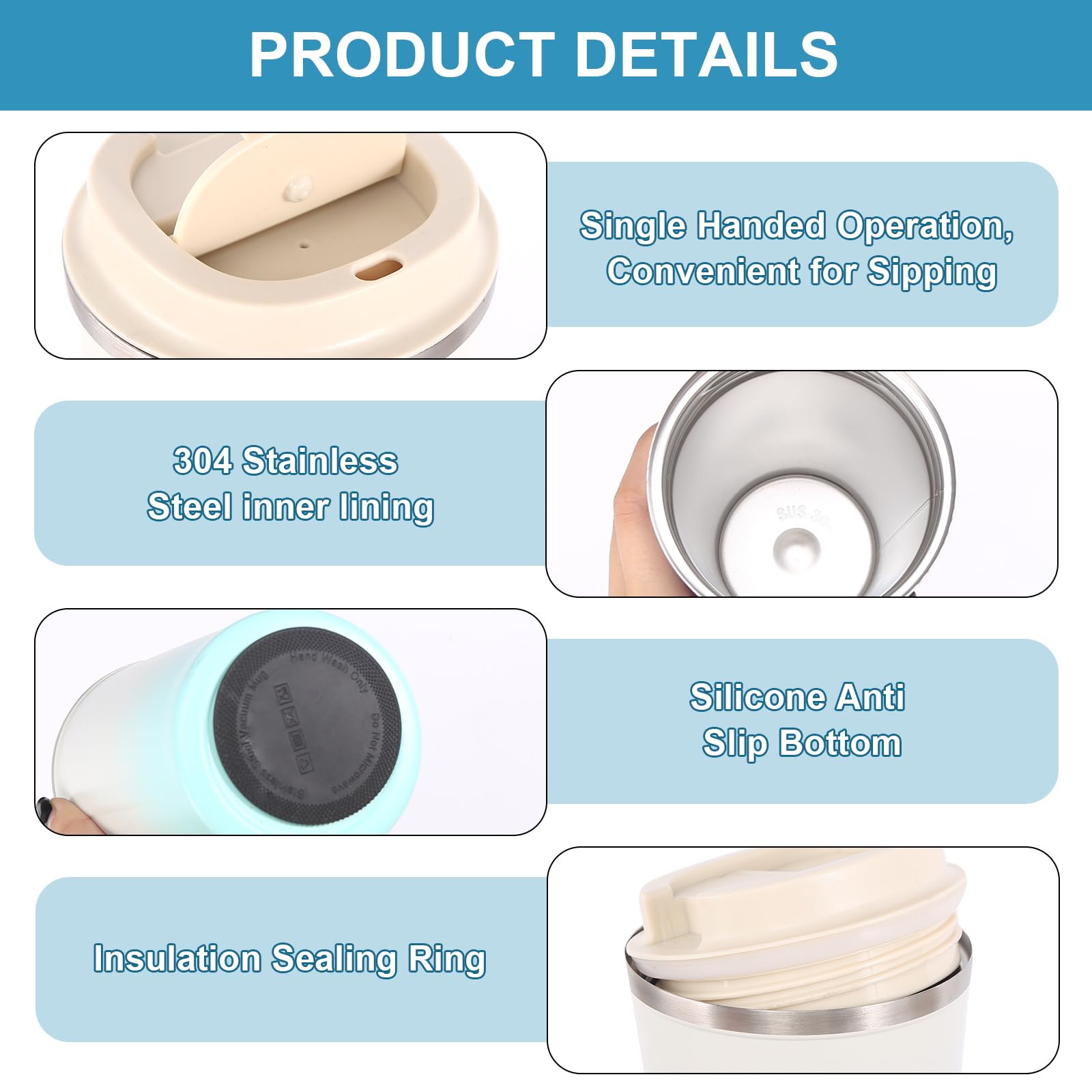 Stainless Steel Travel Coffee Tumbler 17 Oz Travel Coffee Mug With Lid, Insulated Coffee Mug